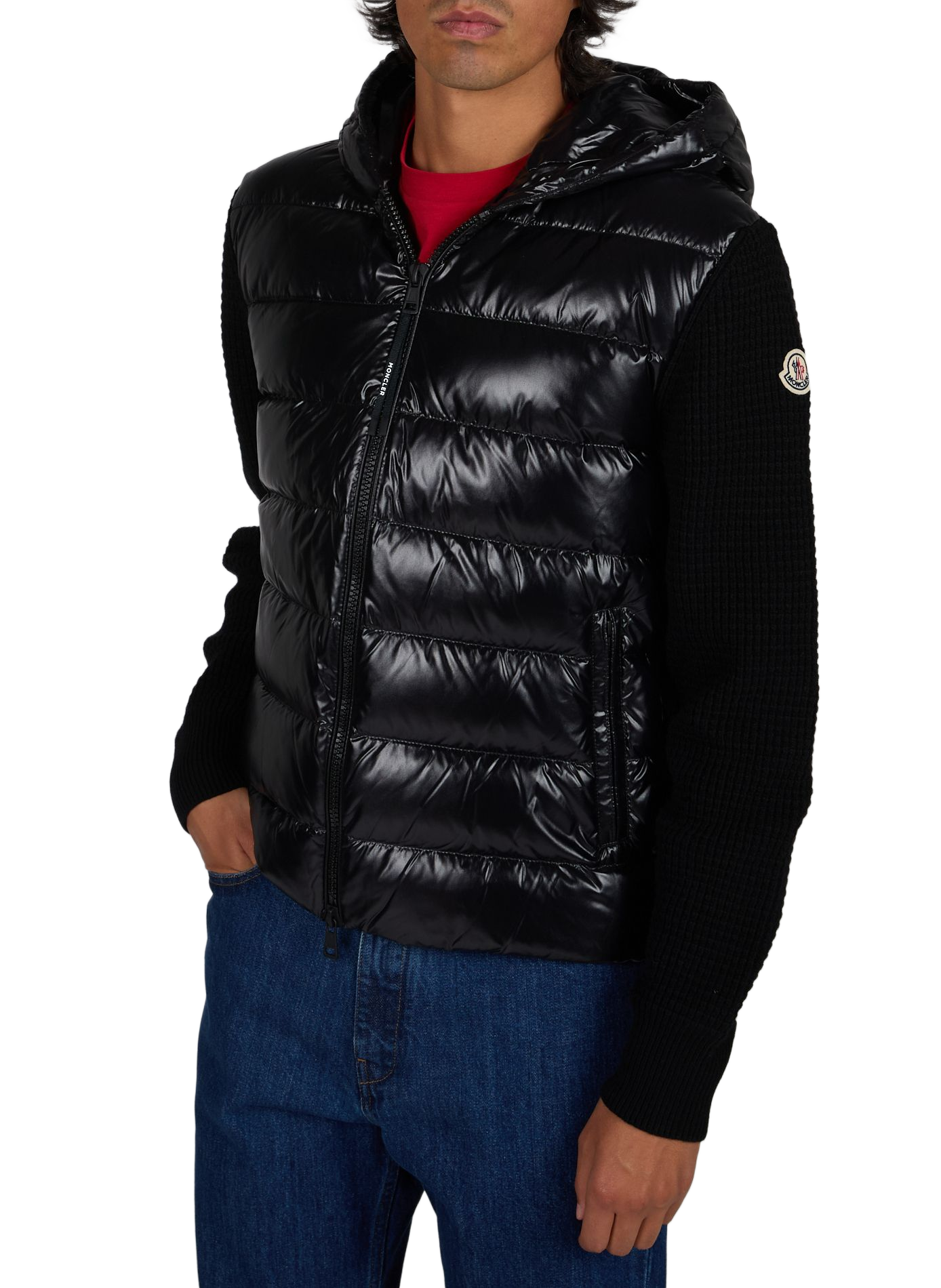 Twee-materialen vest van wol en kasjmier MONCLER Zwart