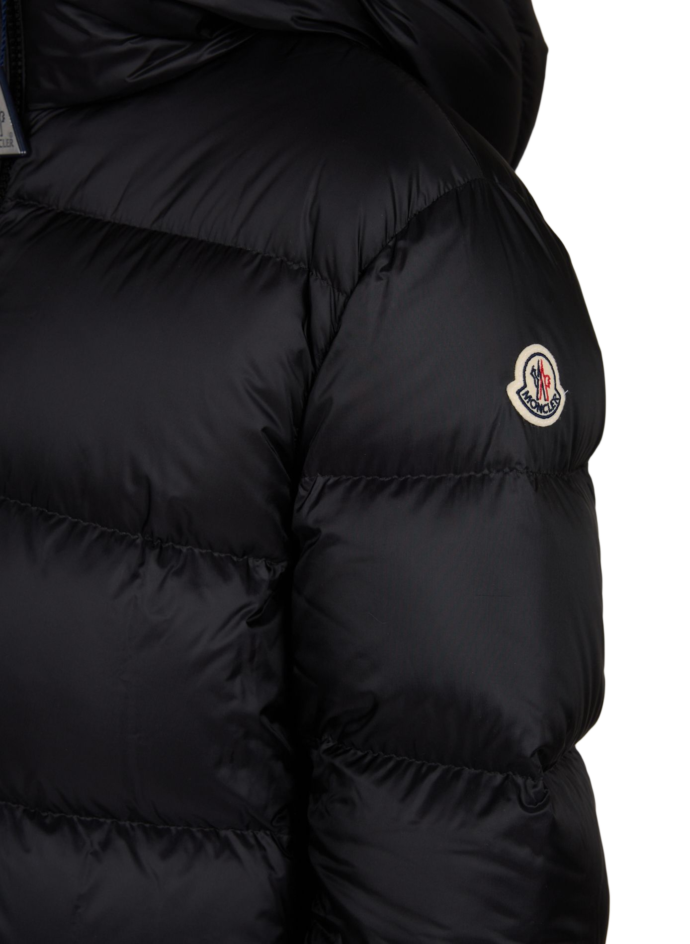 Piumino con cappuccio monocolore MONCLER Nero