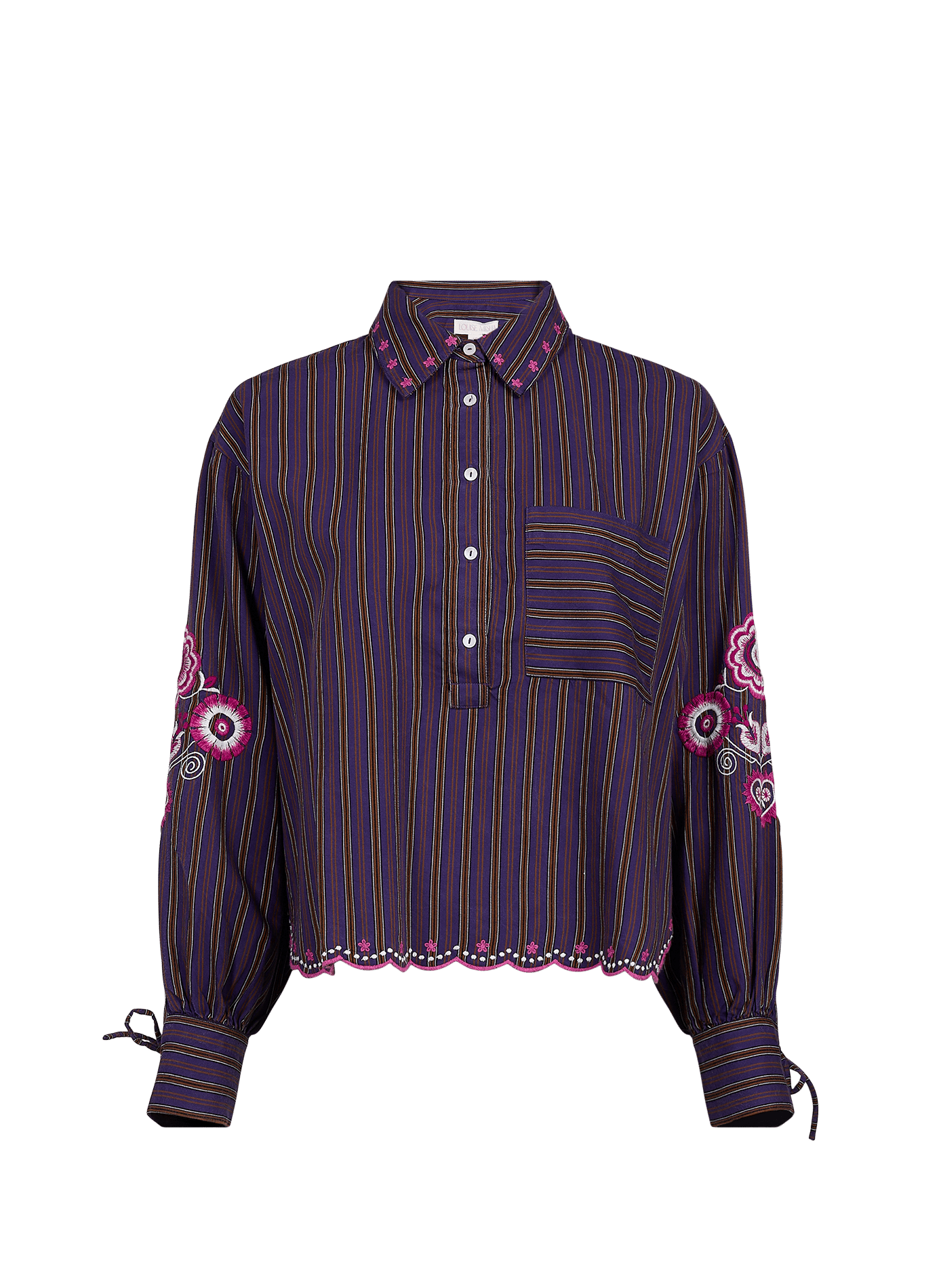 Wijdvallende blouse met borduursels LOUISE MISHA Paars