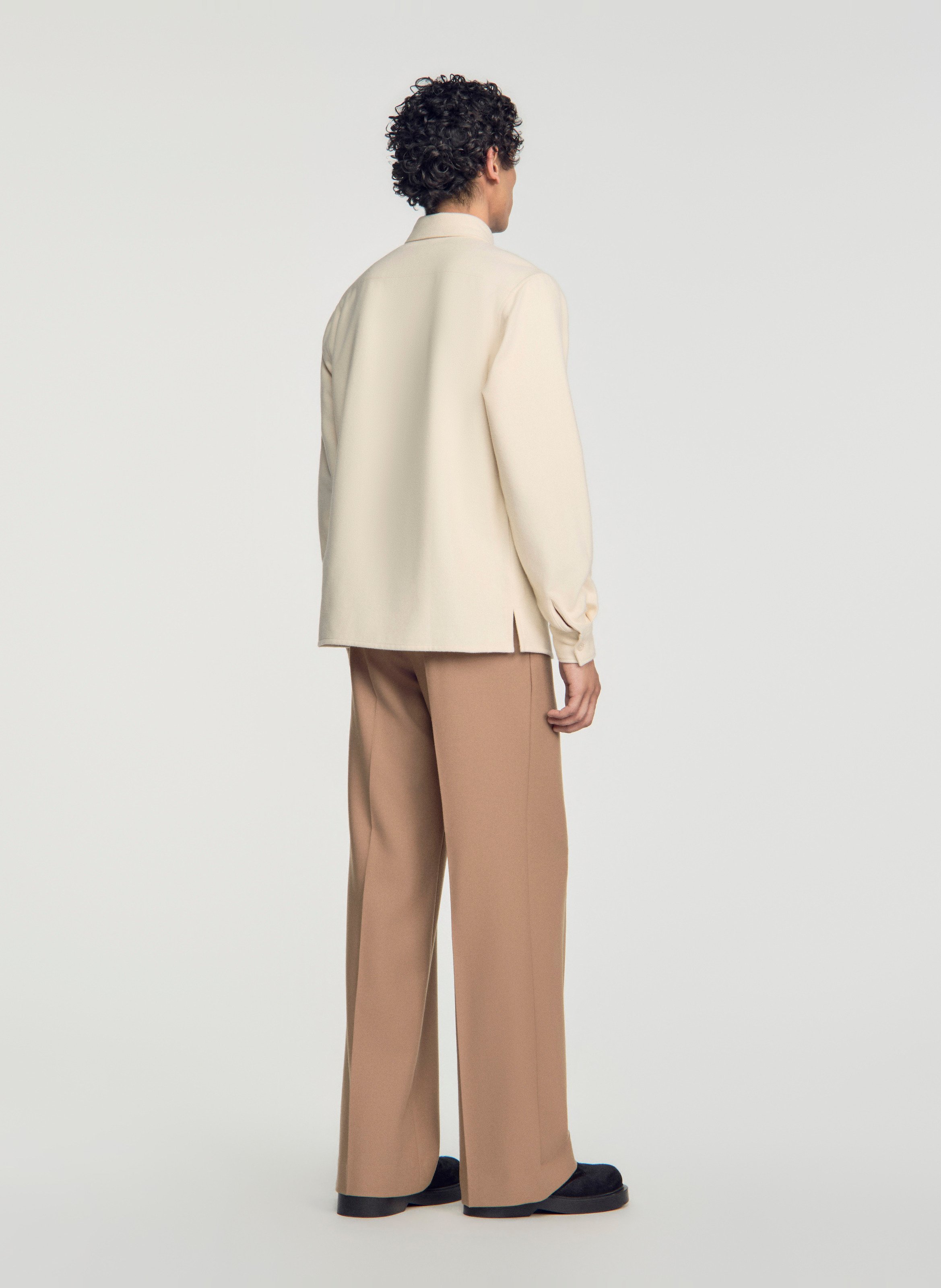 Chemise droite boutonnée unie SANDRO Beige