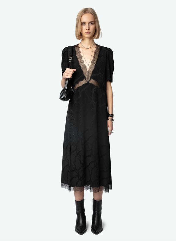 Robe midi décolleté v en soie redox jac Noir by ZADIG&VOLTAIRE ZADIG&VOLTAIRE Robe midi décolleté v en soie redox jac Noir