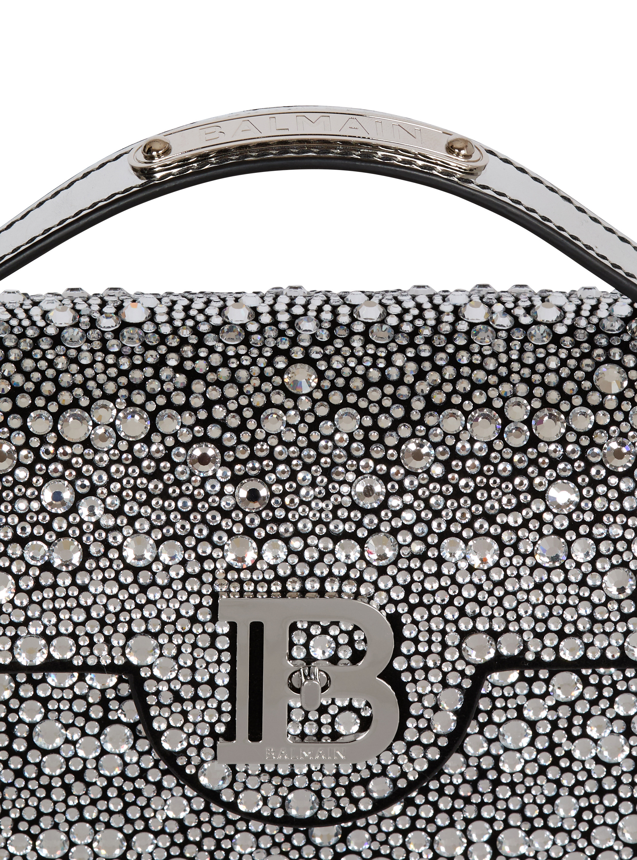 Sac b-buzz dynasty en cuir suédé et strass BALMAIN Argent