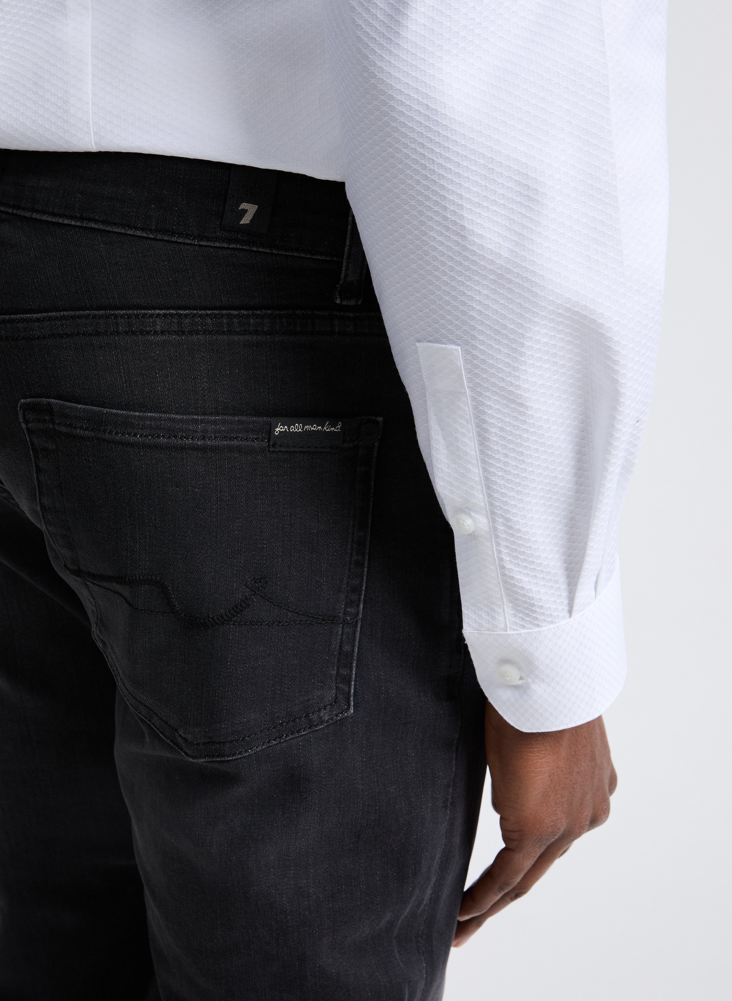 Cotton slim-fit jeans 7 FOR ALL MANKIND Black