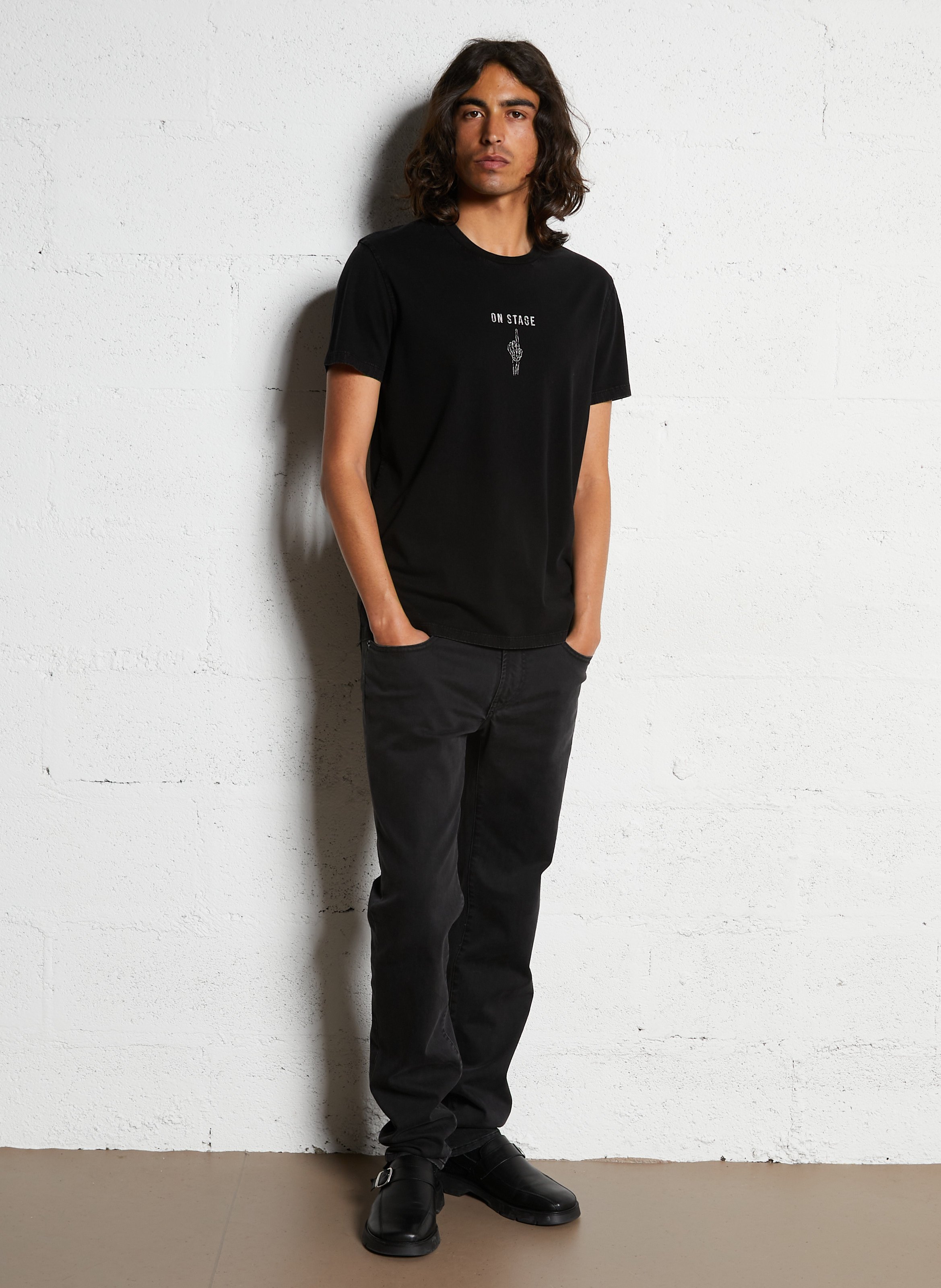 Tee-shirt droit en coton sérigraphié IKKS Noir