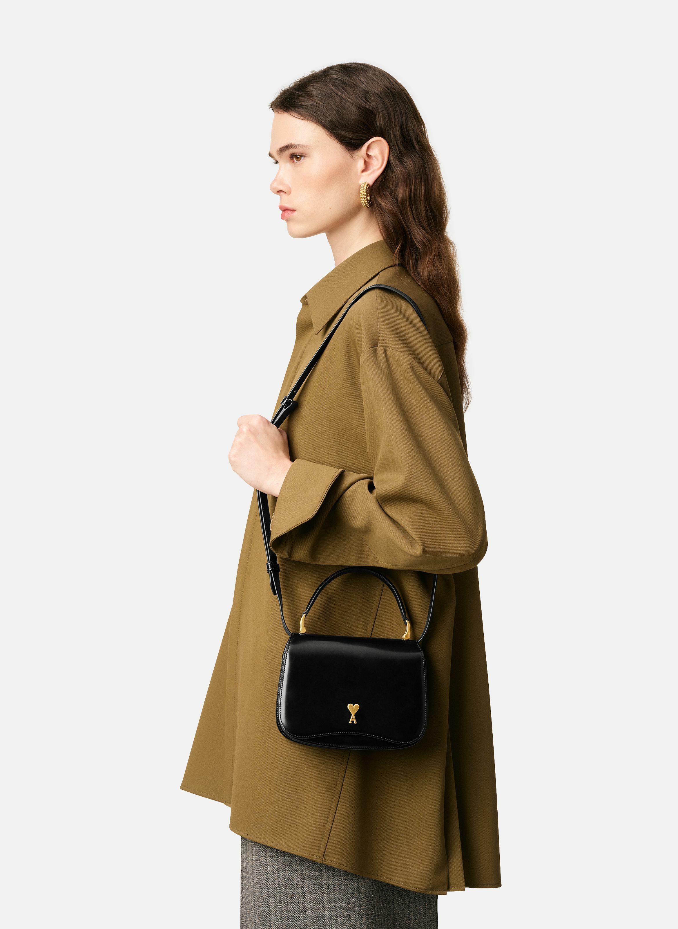 Sac Top Handle Paris Paris En Cuir Glacé unisexe AMI PARIS Noir