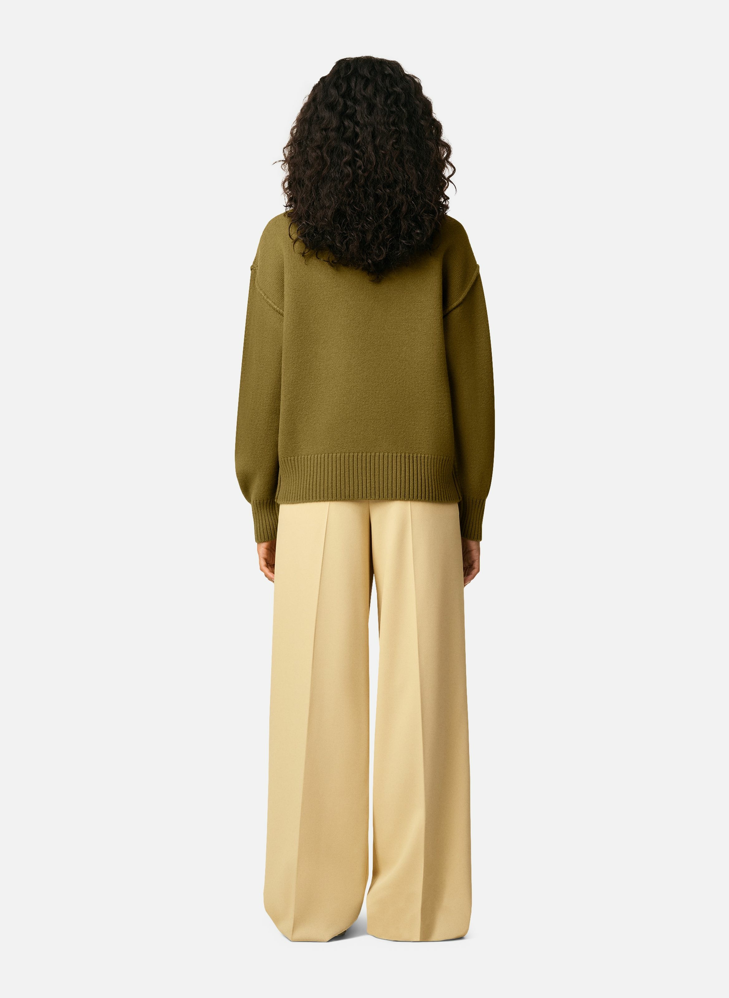 Pull col cheminée ami de coeur en laine unisexe AMI PARIS Vert