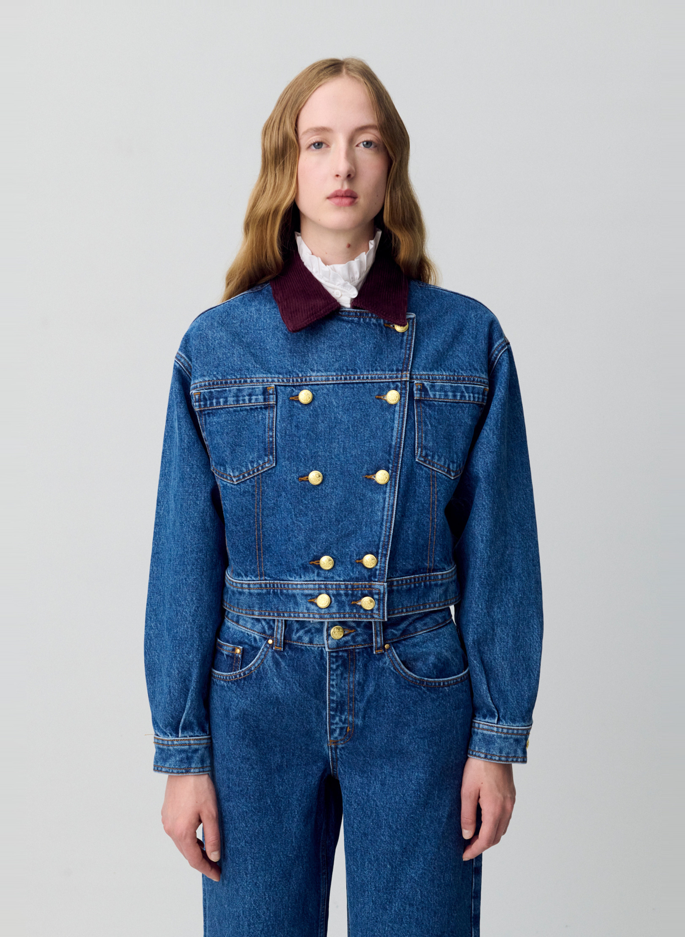 Veste en jean droite en coton CLAUDIE PIERLOT Bleu