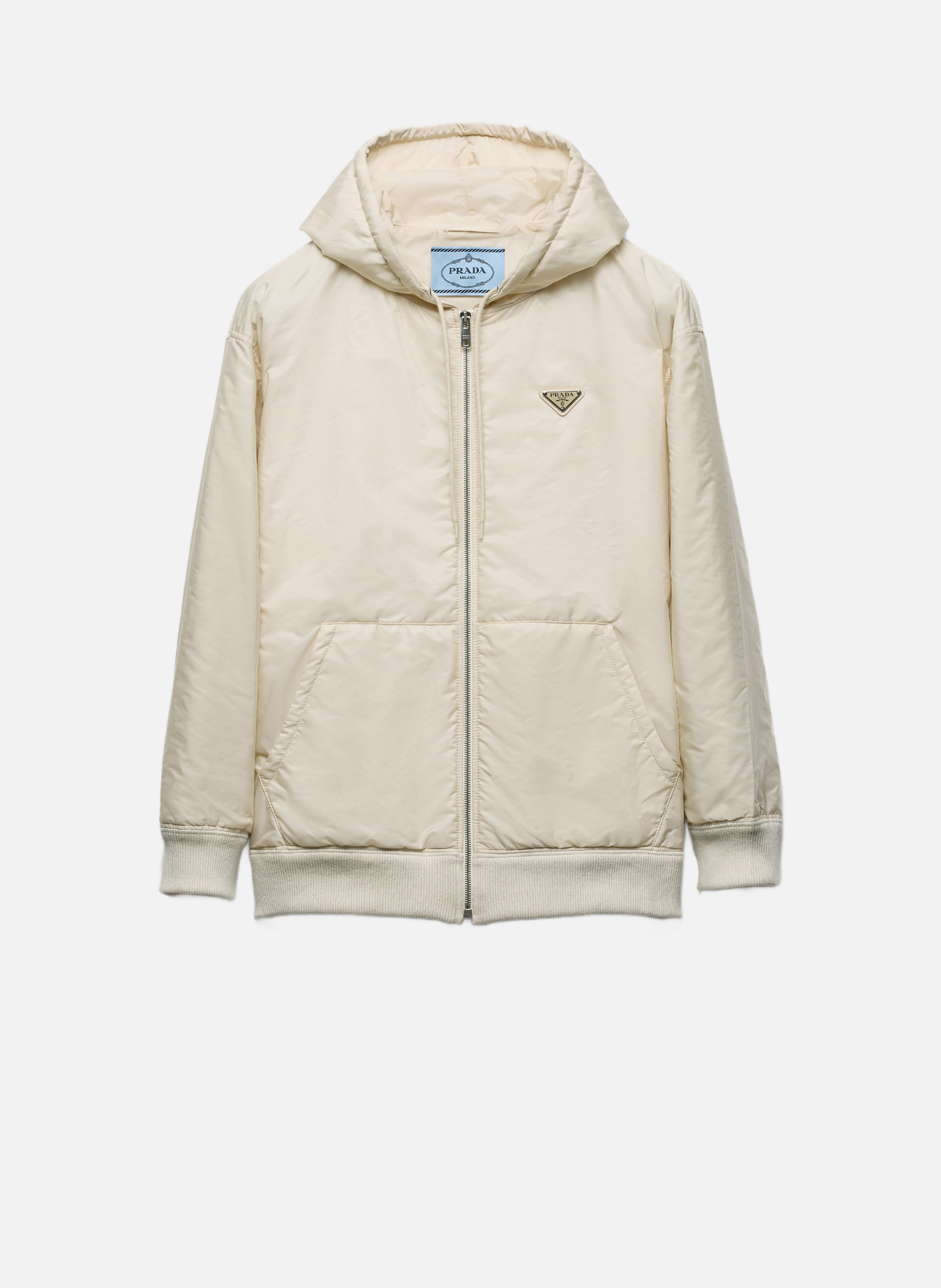 Blouson à capuche en re-nylon léger PRADA Jaune