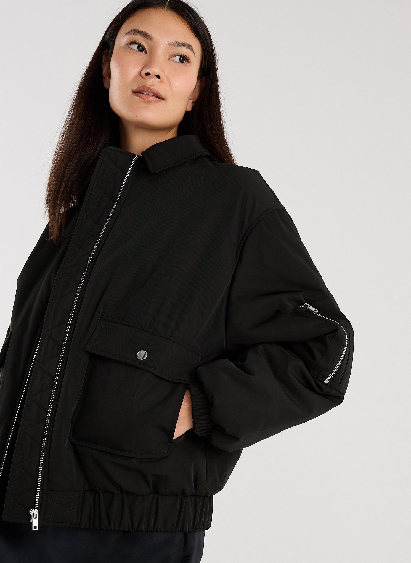Veste bomber Womber courte col classique Noir