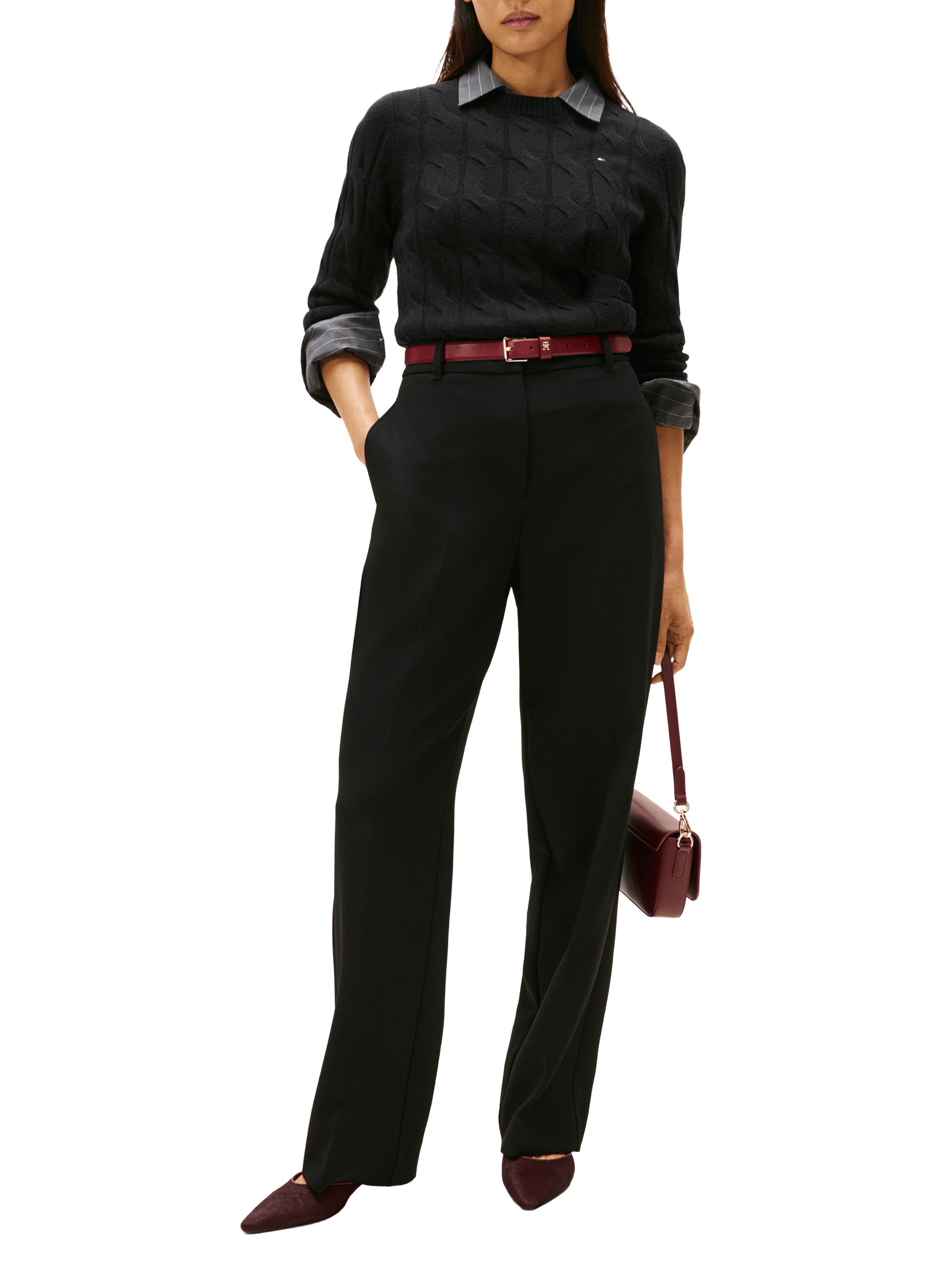 Pull torsadé en laine  TOMMY HILFIGER Noir