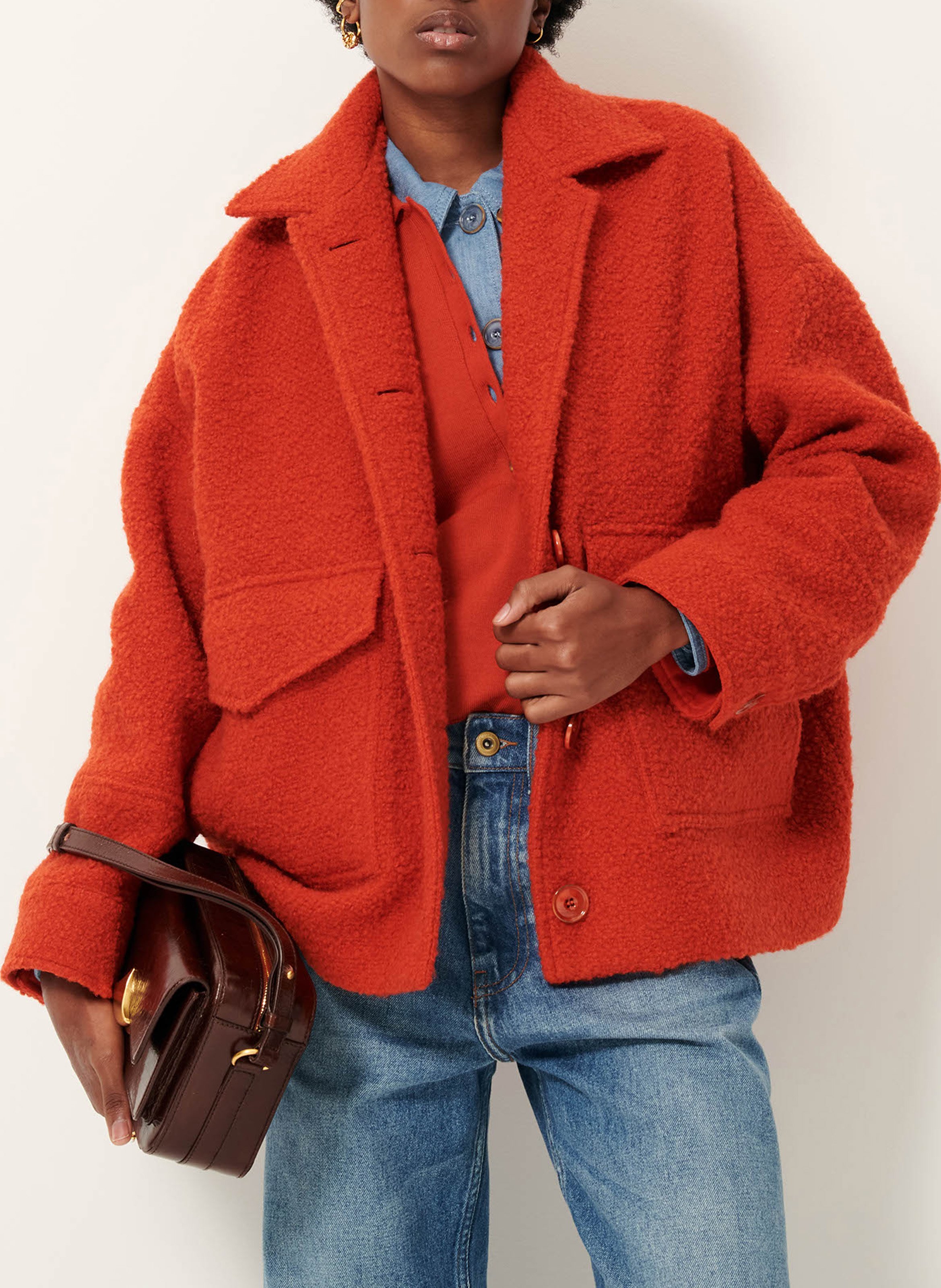 Manteau oversize en laine mélangée morrison SESSUN Rouge