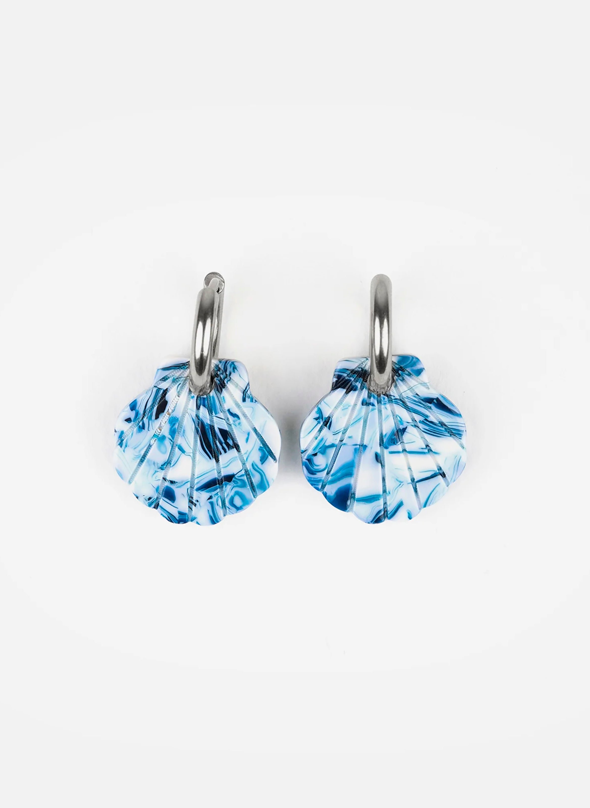 Boucles d'oreilles baby mermaid avec anneaux en acier inoxydable argenté BleuKURAGE GINZA