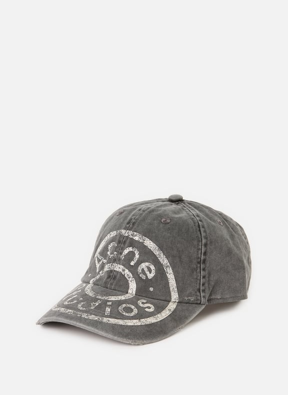 Casquette imprimée en denim de coton Noir by ACNE STUDIOS ACNE STUDIOS Casquette imprimée en denim de coton Noir