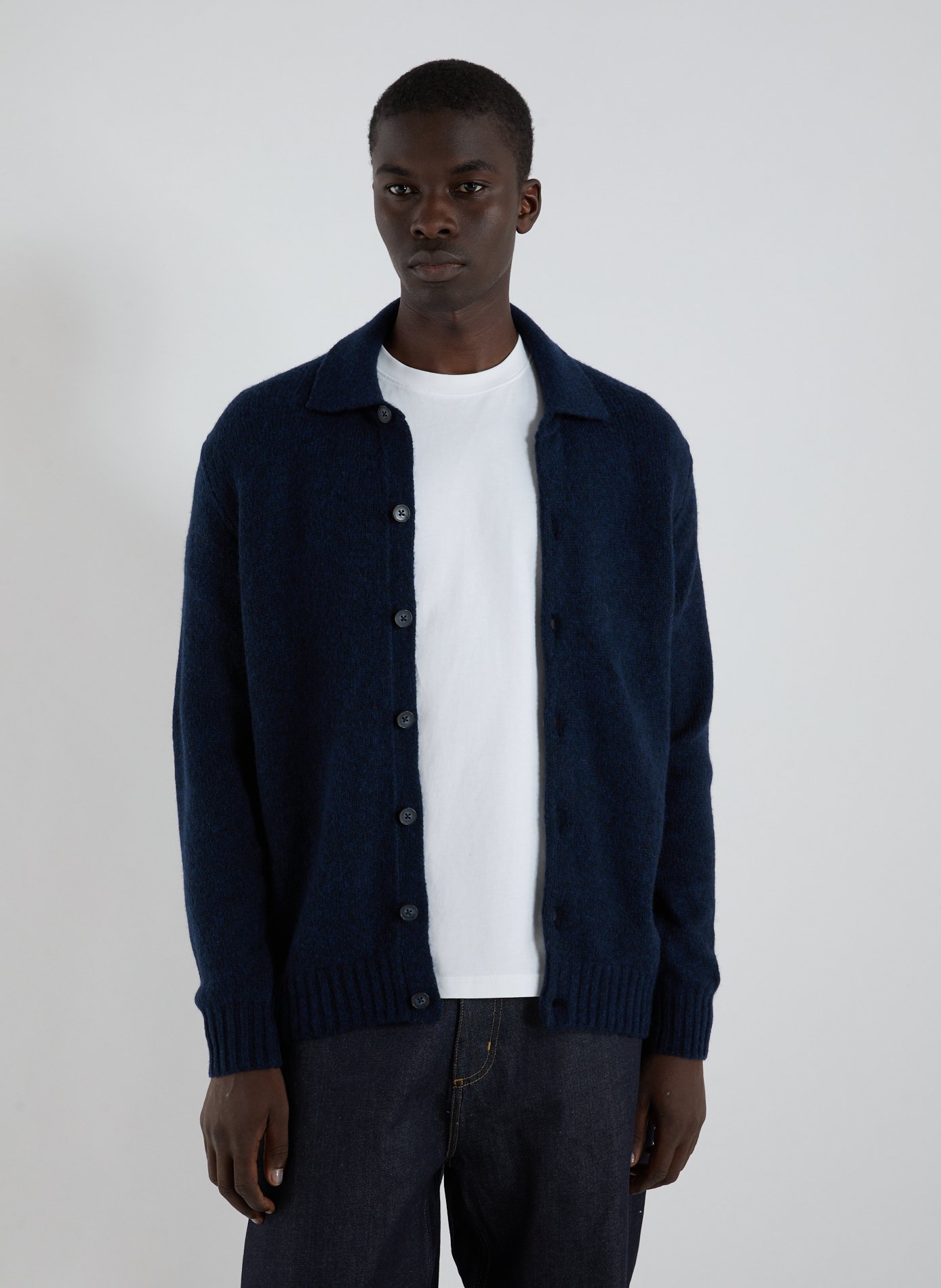 NN.07 Cardigan en laine mélangée Bleu