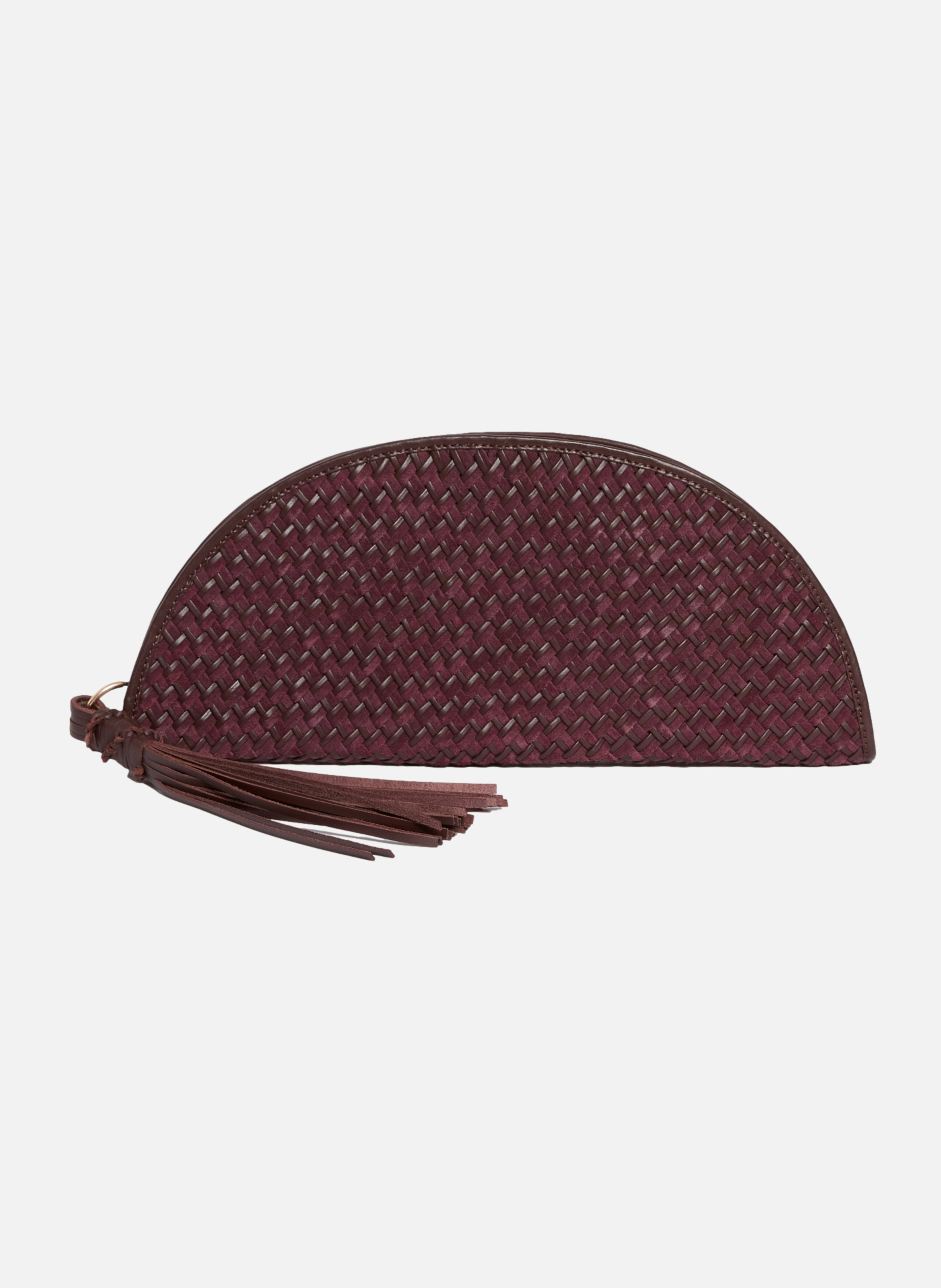 Pochette demi lune en cuir tressé VANESSA BRUNO Rouge