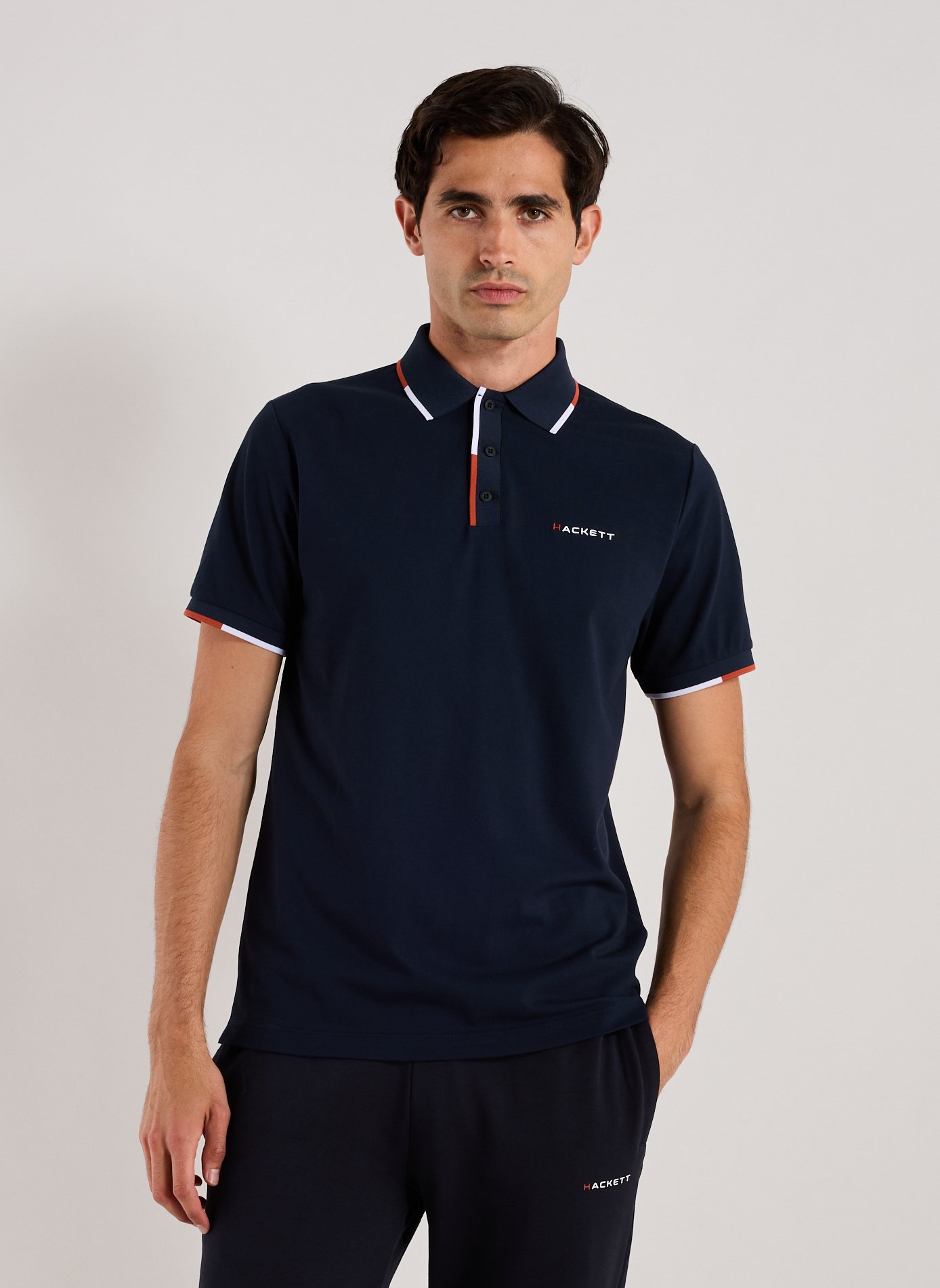 HACKETT Short-sleeved polo shirt in blended cotton Blue