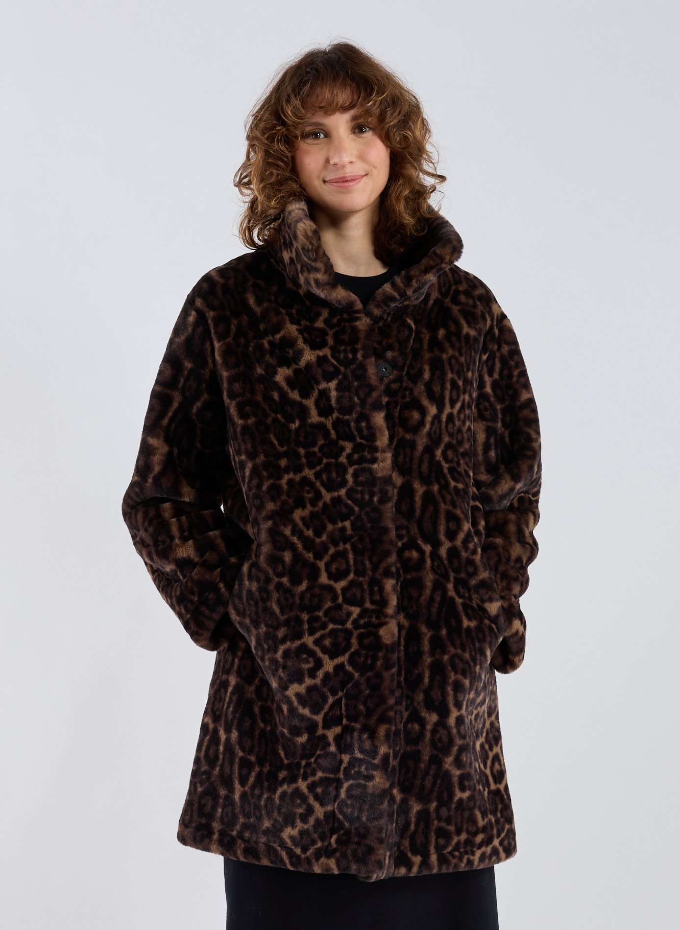 APPARIS Manteau léopard à col montant Multicolore