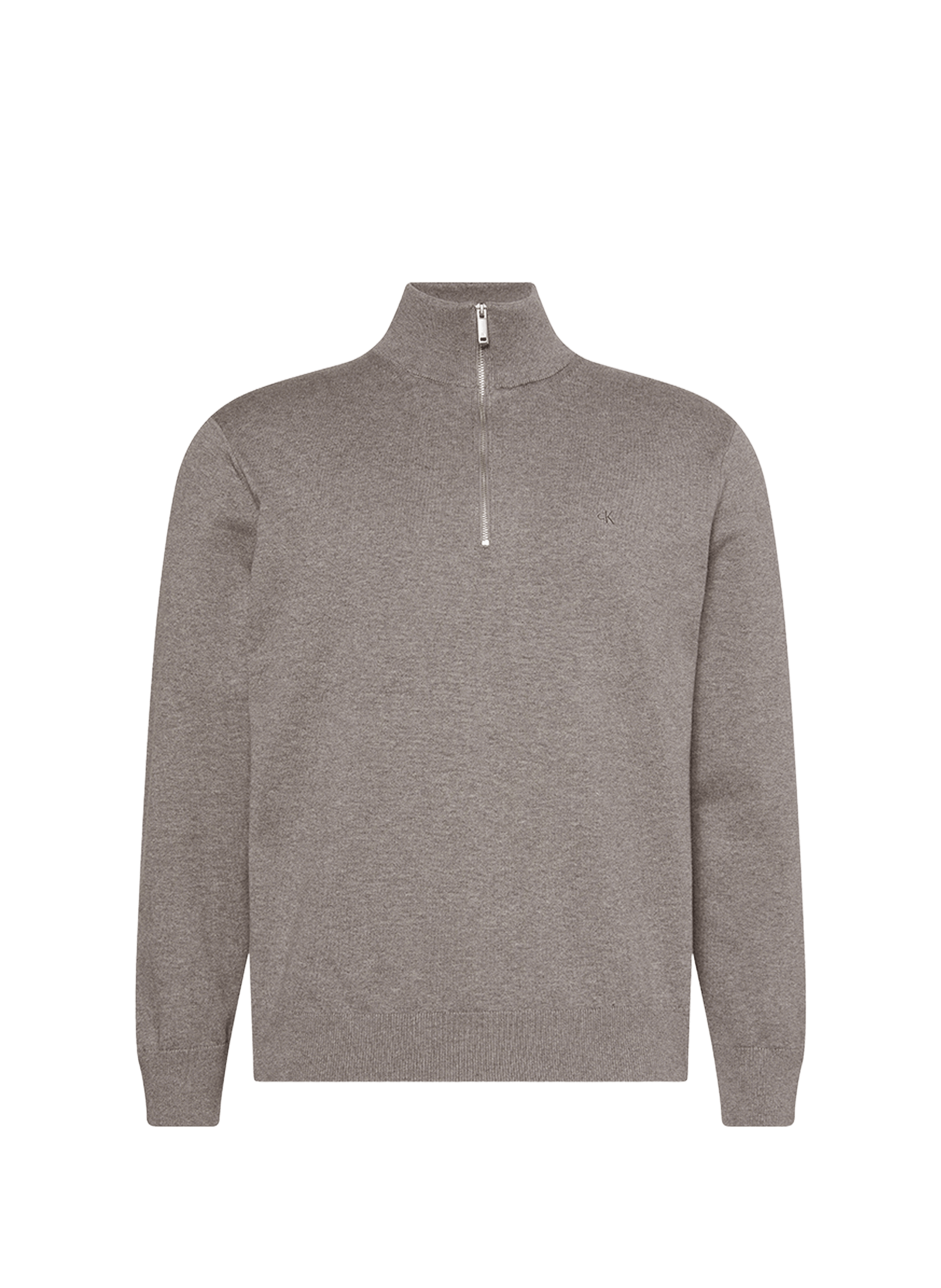 Pull col montant zippé en coton CALVIN KLEIN Gris