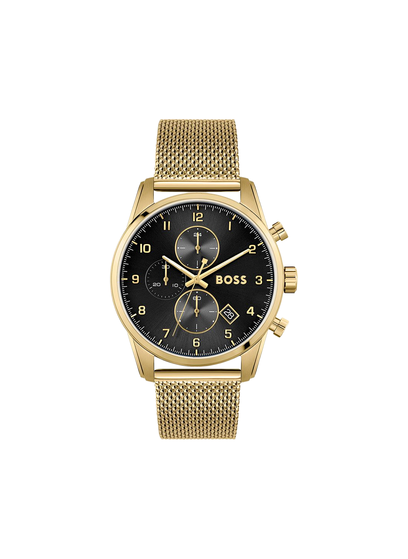 Chronograph Edelstahl Uhr BOSS Golden