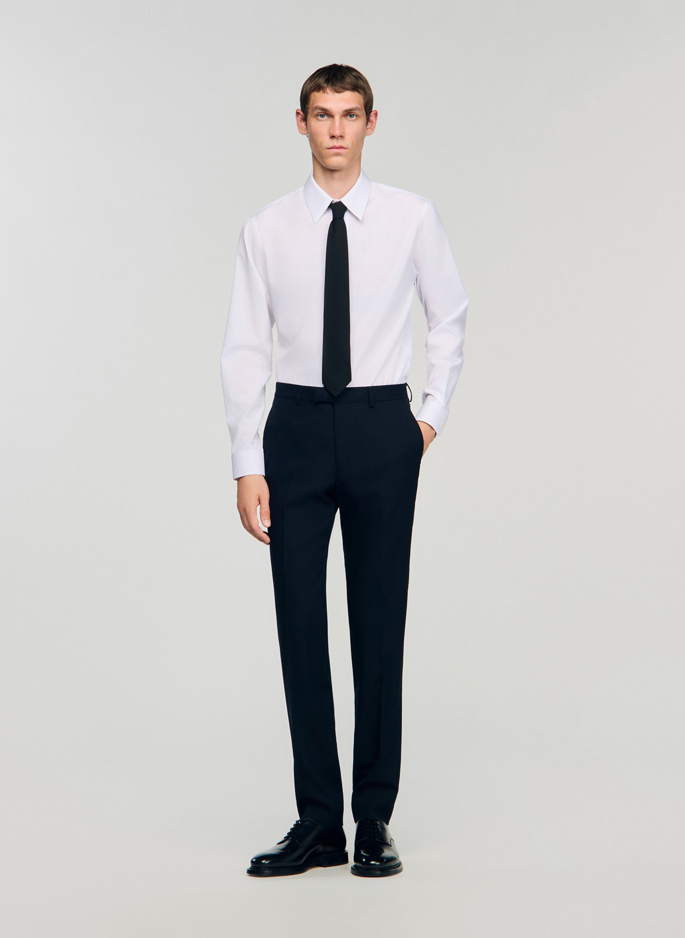 Pantalon de costume en laine SANDRO Bleu