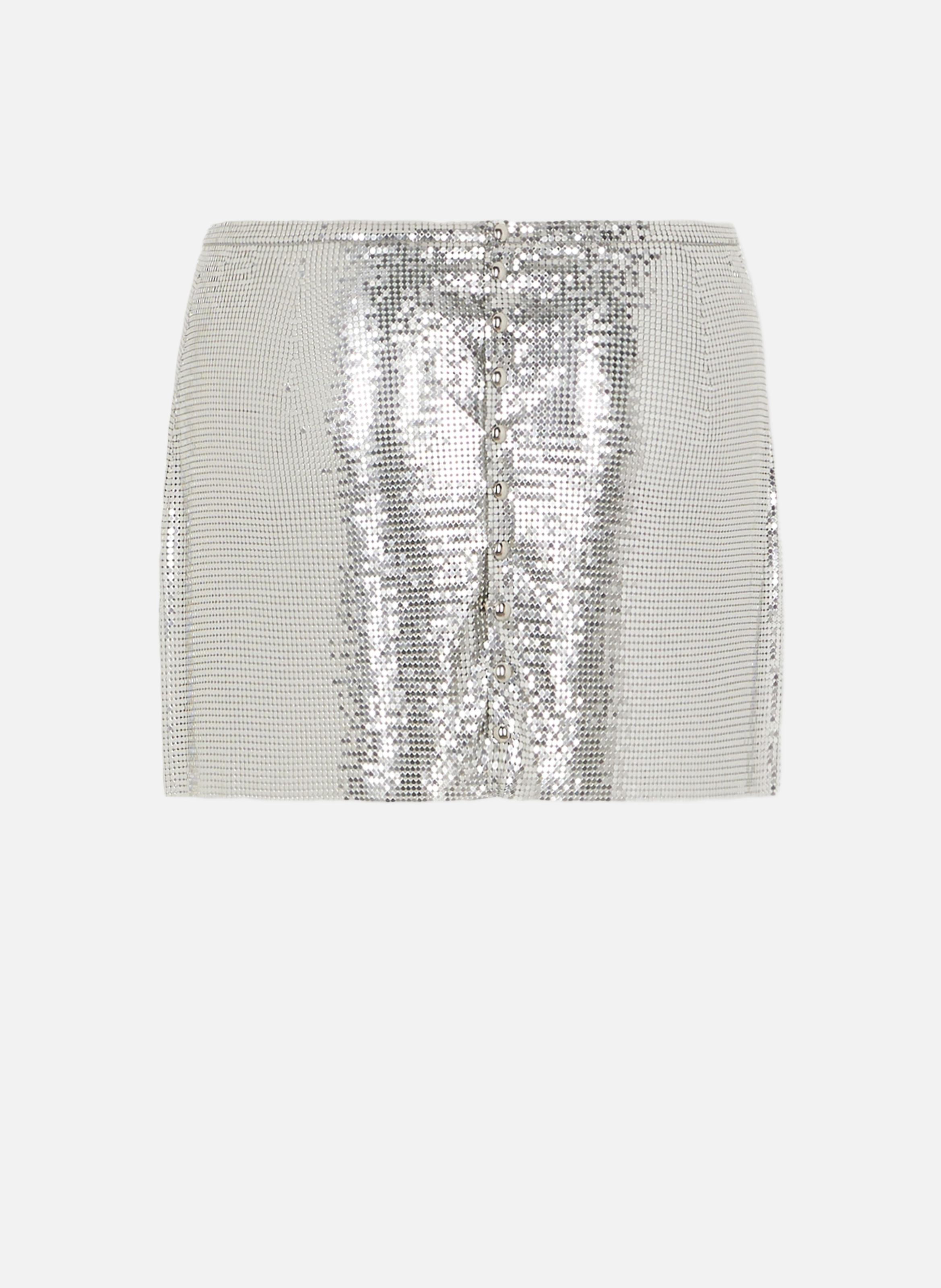 Mini jupe en mesh RABANNE Argent