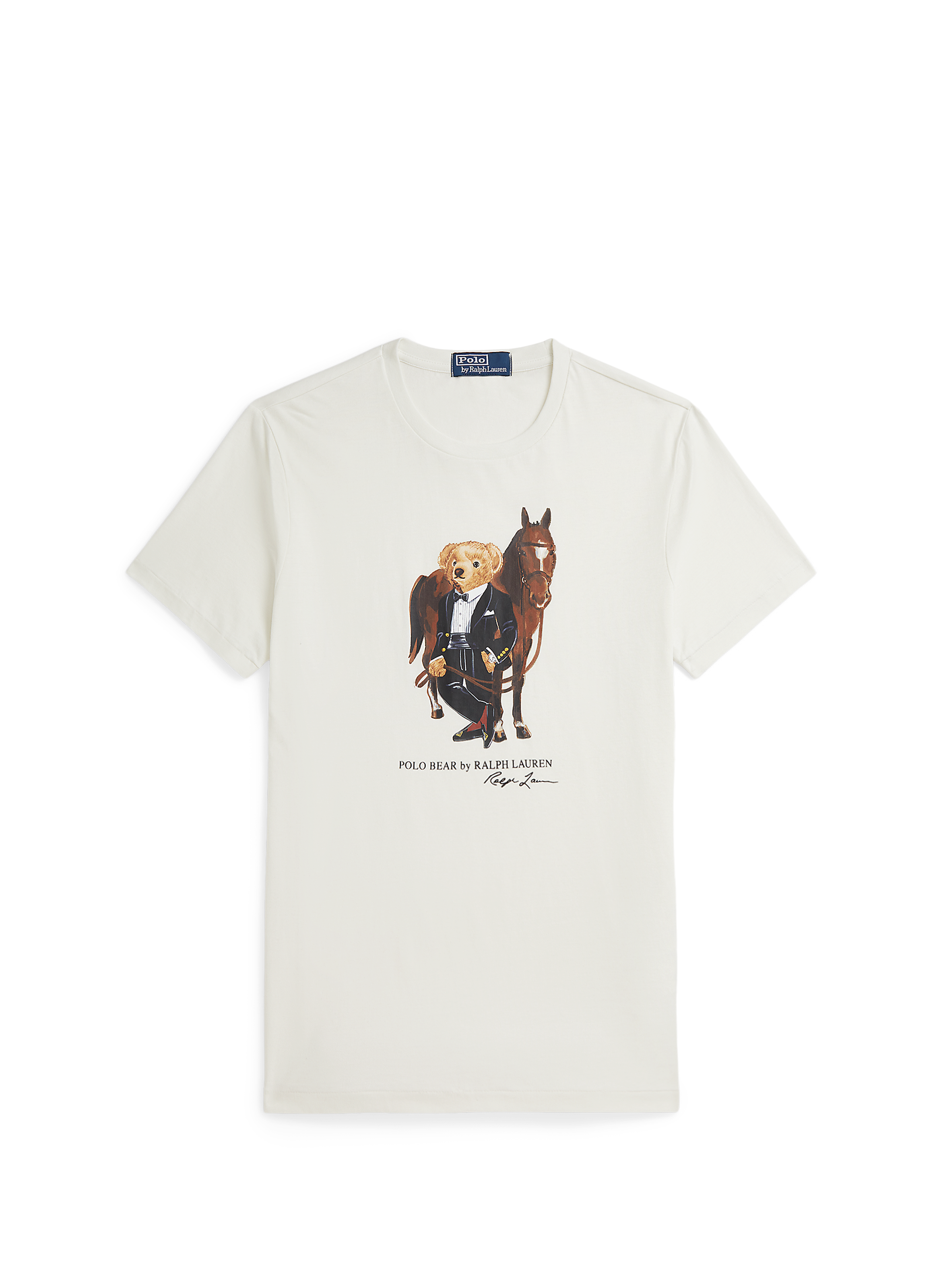 T-shirt col rond sérigraphié en coton POLO RALPH LAUREN Blanc