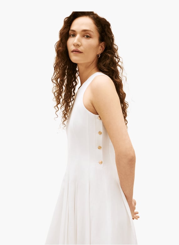 Linen-blend midi dress with buttons White Tommy hilfiger - Women | Printemps Linen-blend midi dress with buttons White Tommy hilfiger - Women | Printemps