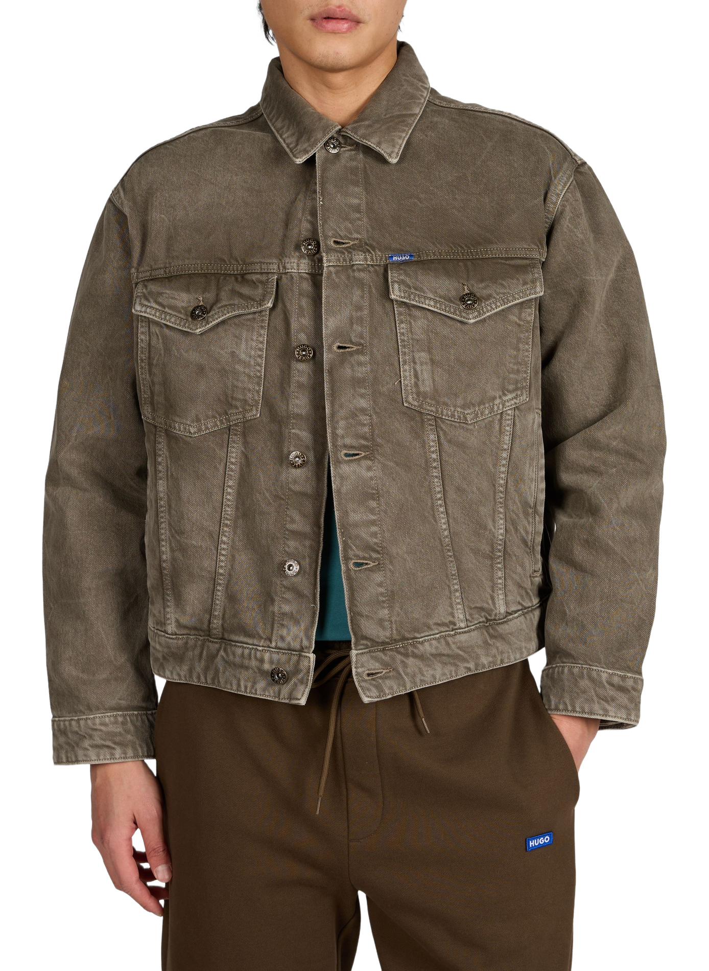 Veste à col classique en coton HUGO BLUE Marron