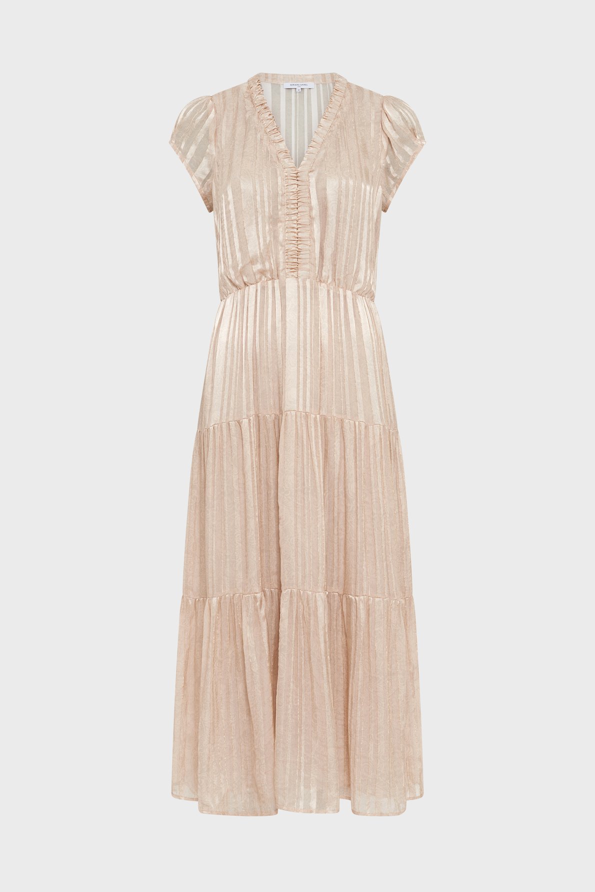 Robe longue et cintrée à lurex doré - rionna GERARD DAREL Beige