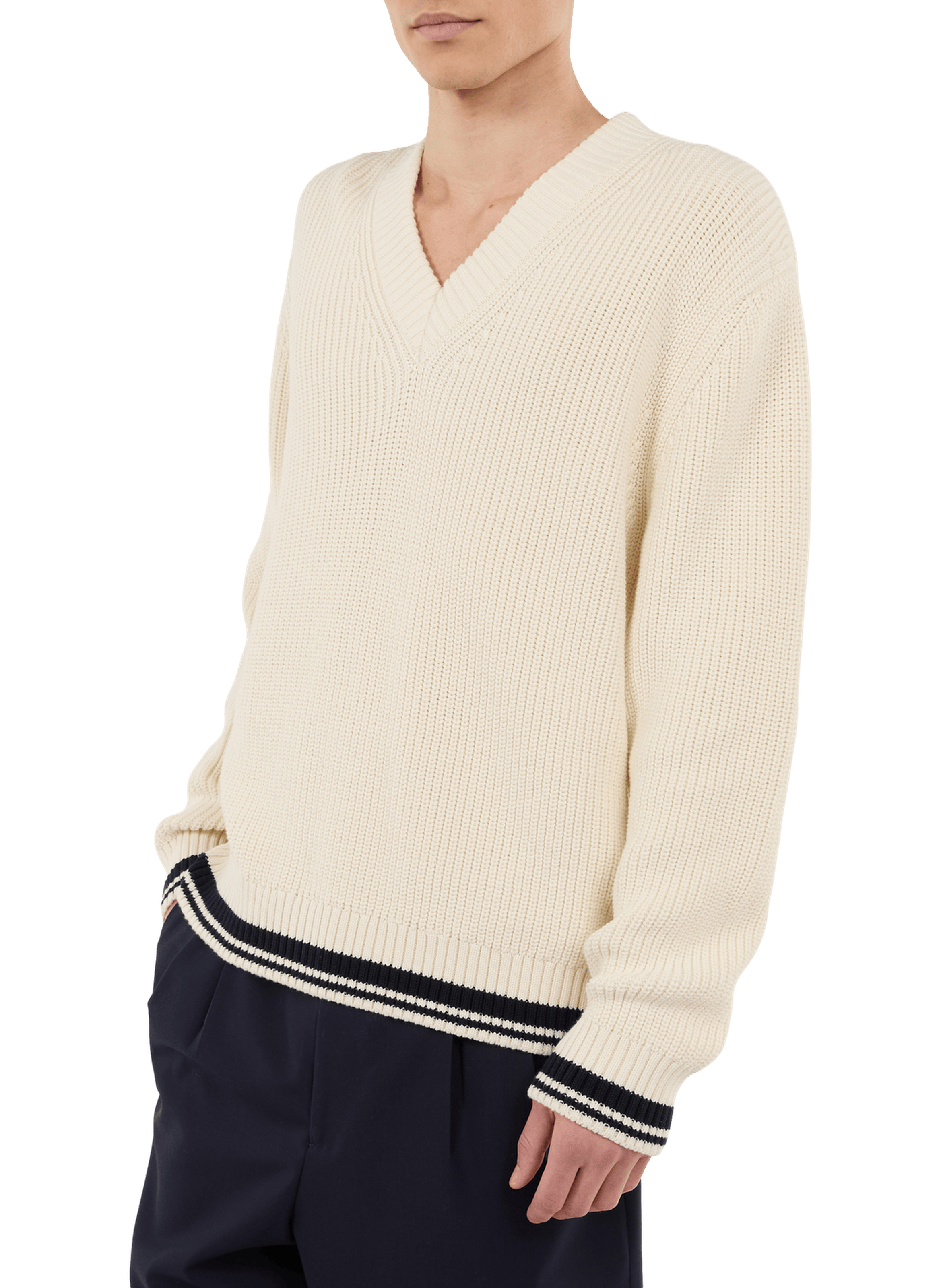 V-neck cotton sweater SAISON 1865 Beige