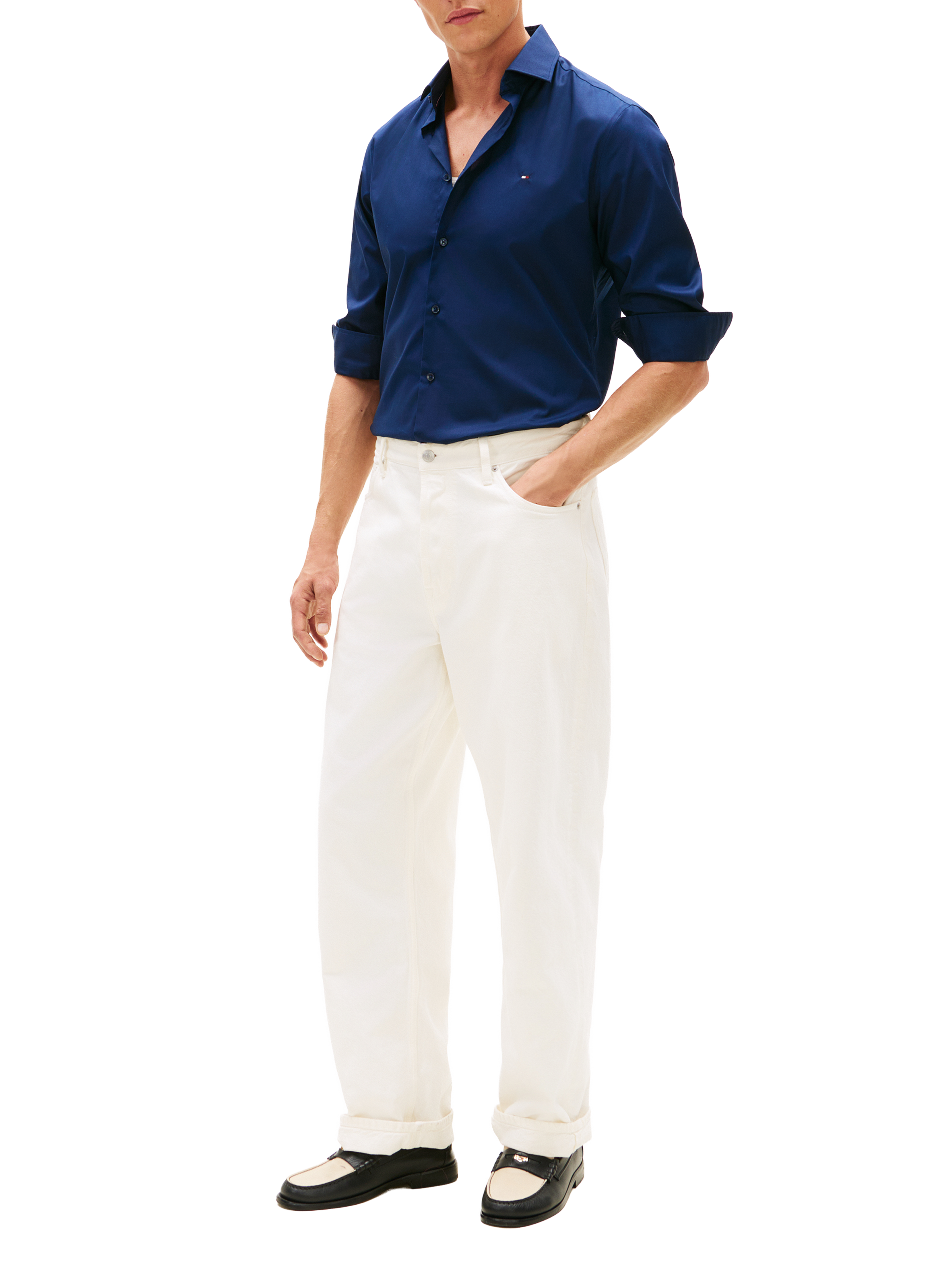 Straight organic cotton shirt TOMMY HILFIGER Blue