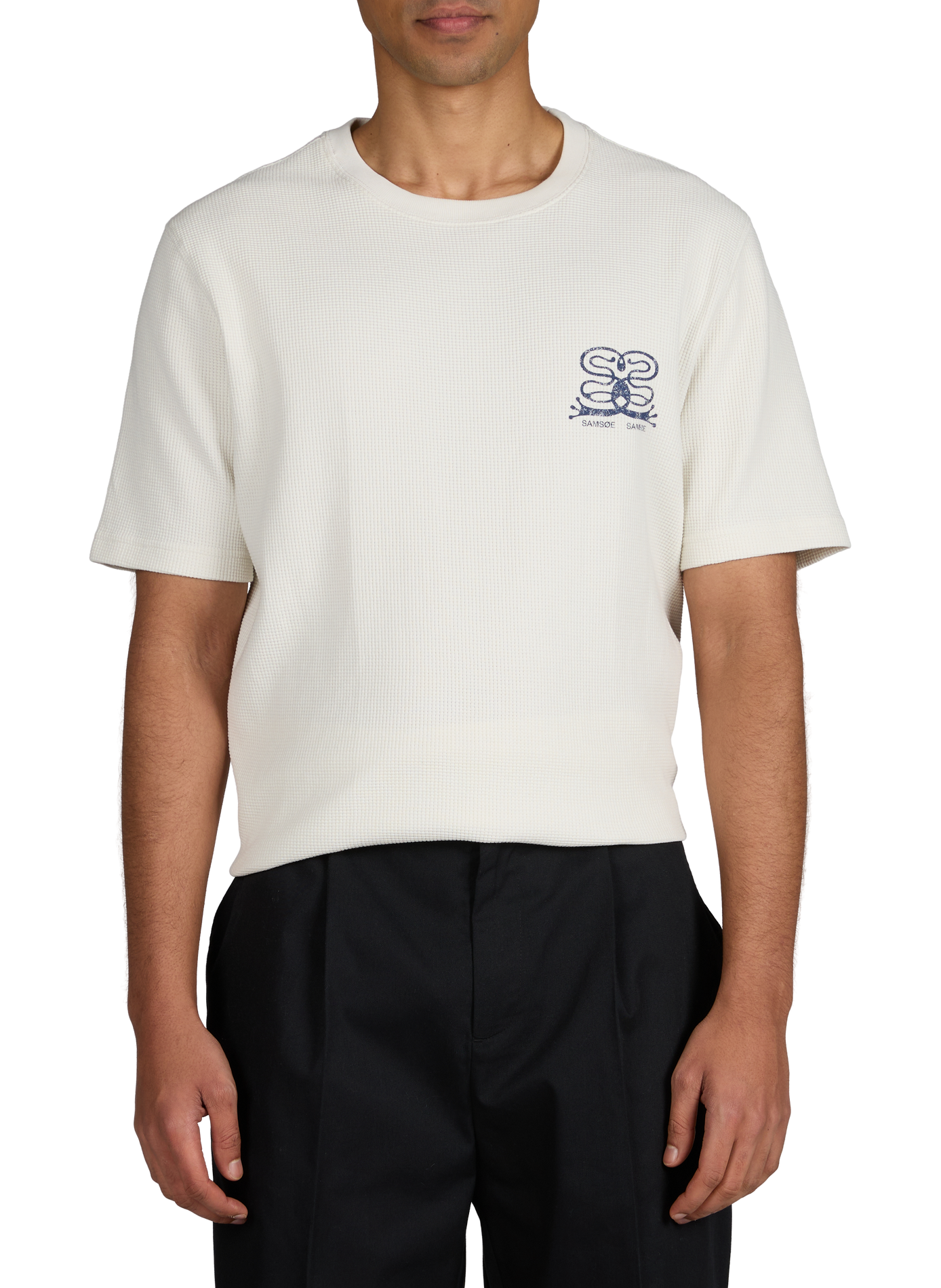 Printed T-shirt in blended organic piqué cotton SAMSOE SAMSOE Beige