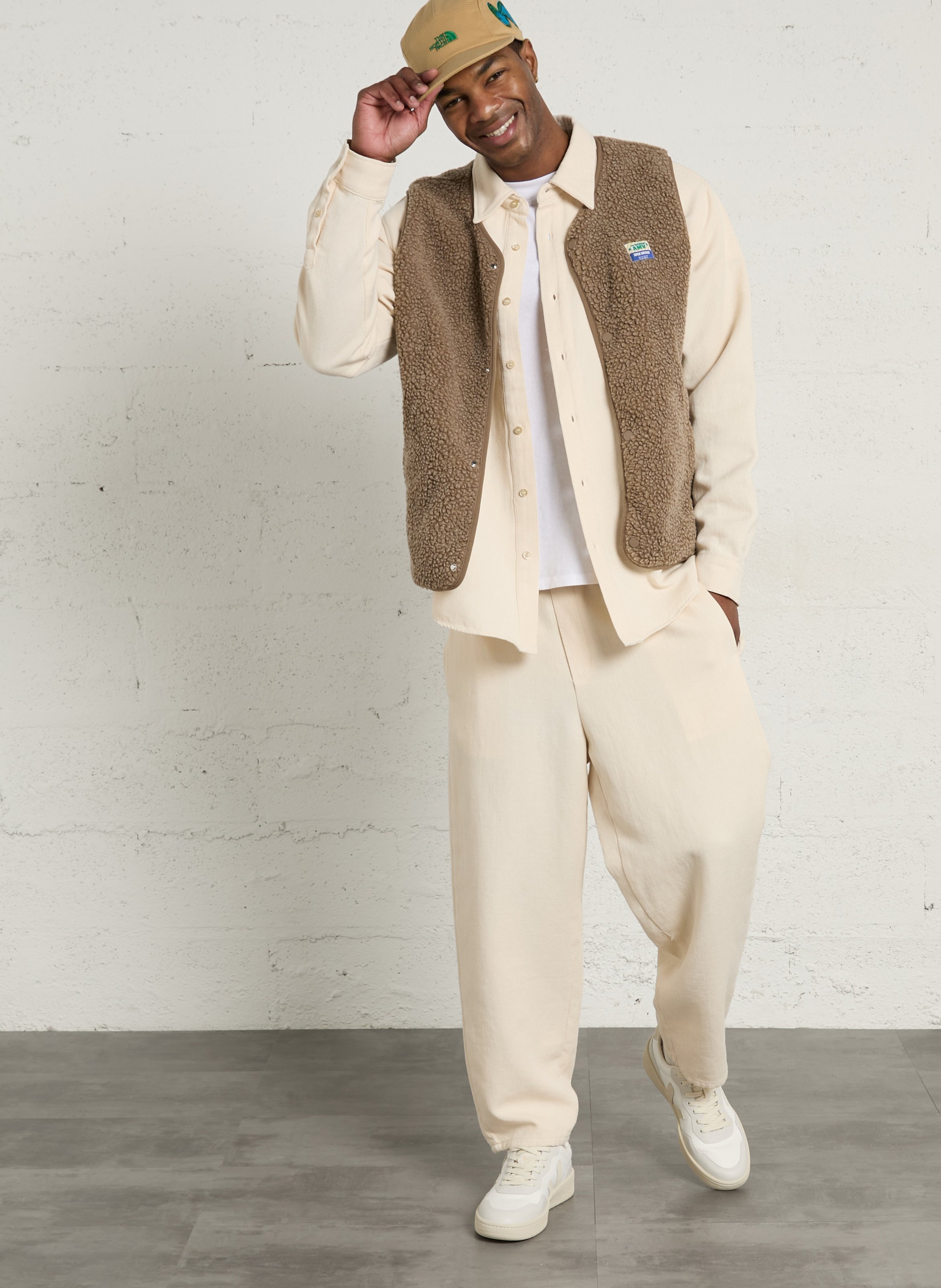 Veste col rond en sherpa hoktown AMERICAN VINTAGE Marron