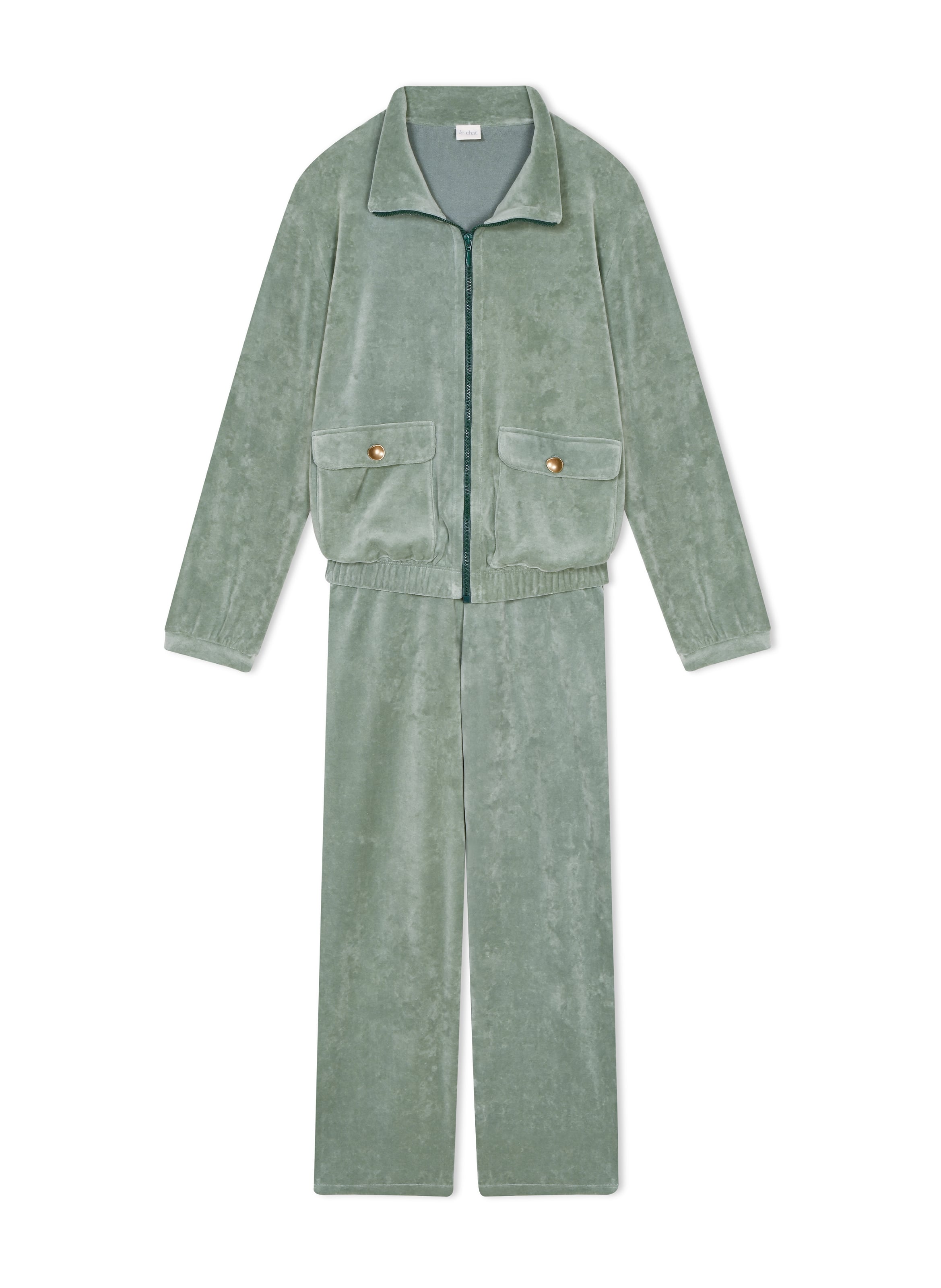 Ensemble homewear zippé en velours relax 226 LE CHAT Vert