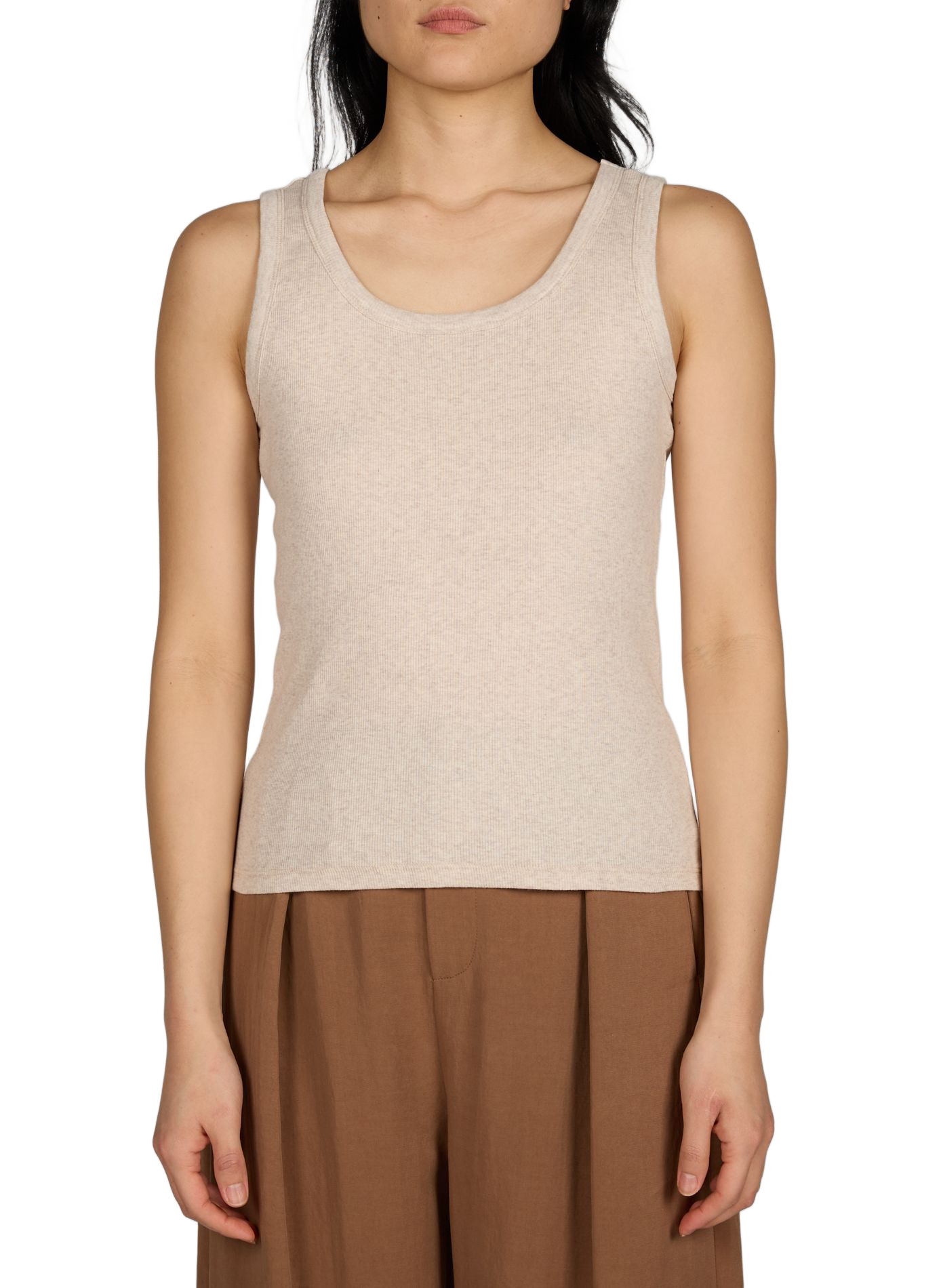 Ribbed cotton blend Tank top OBJECT Beige