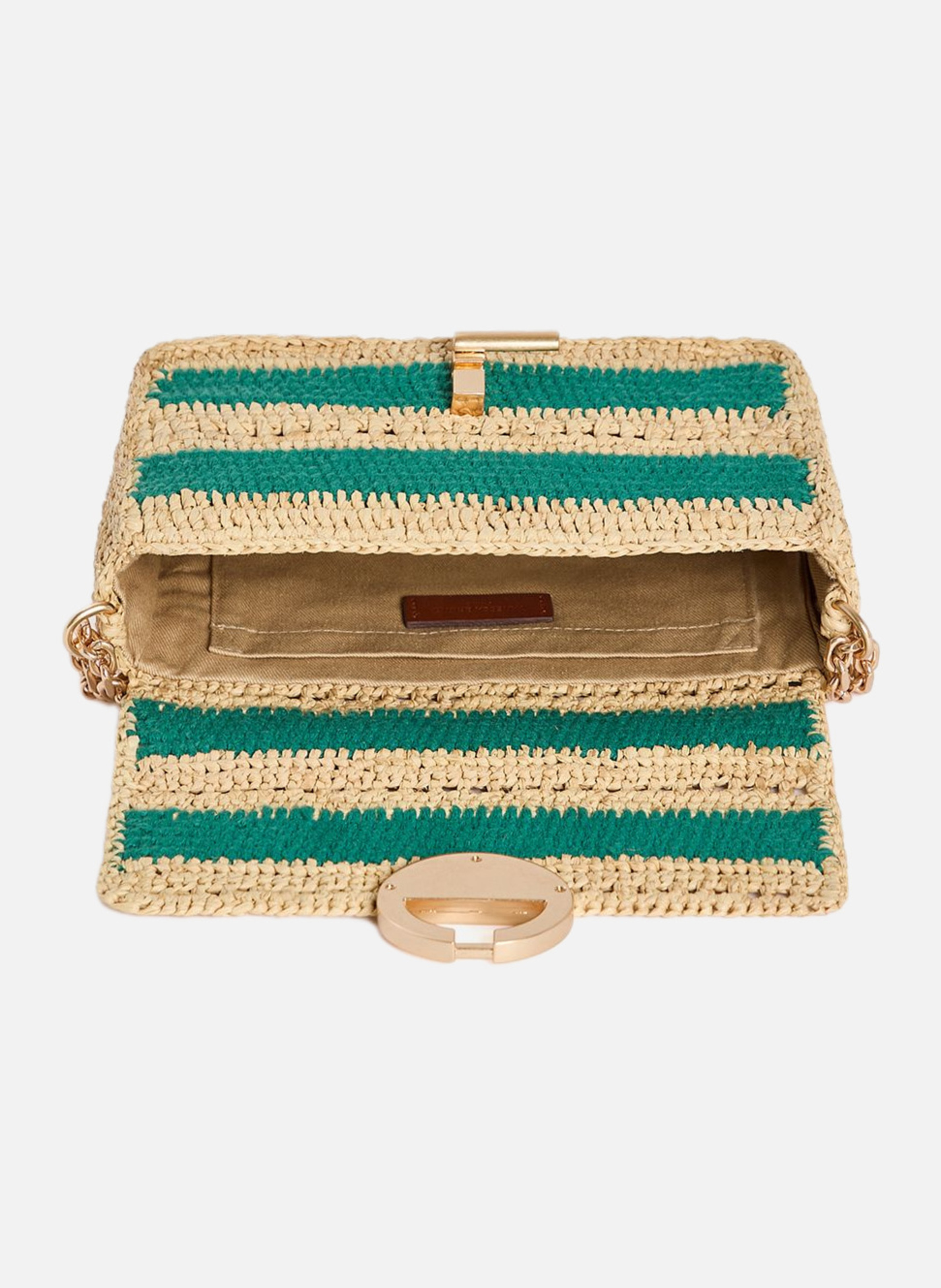 Petit sac moon en raphia et coton VANESSA BRUNO Vert