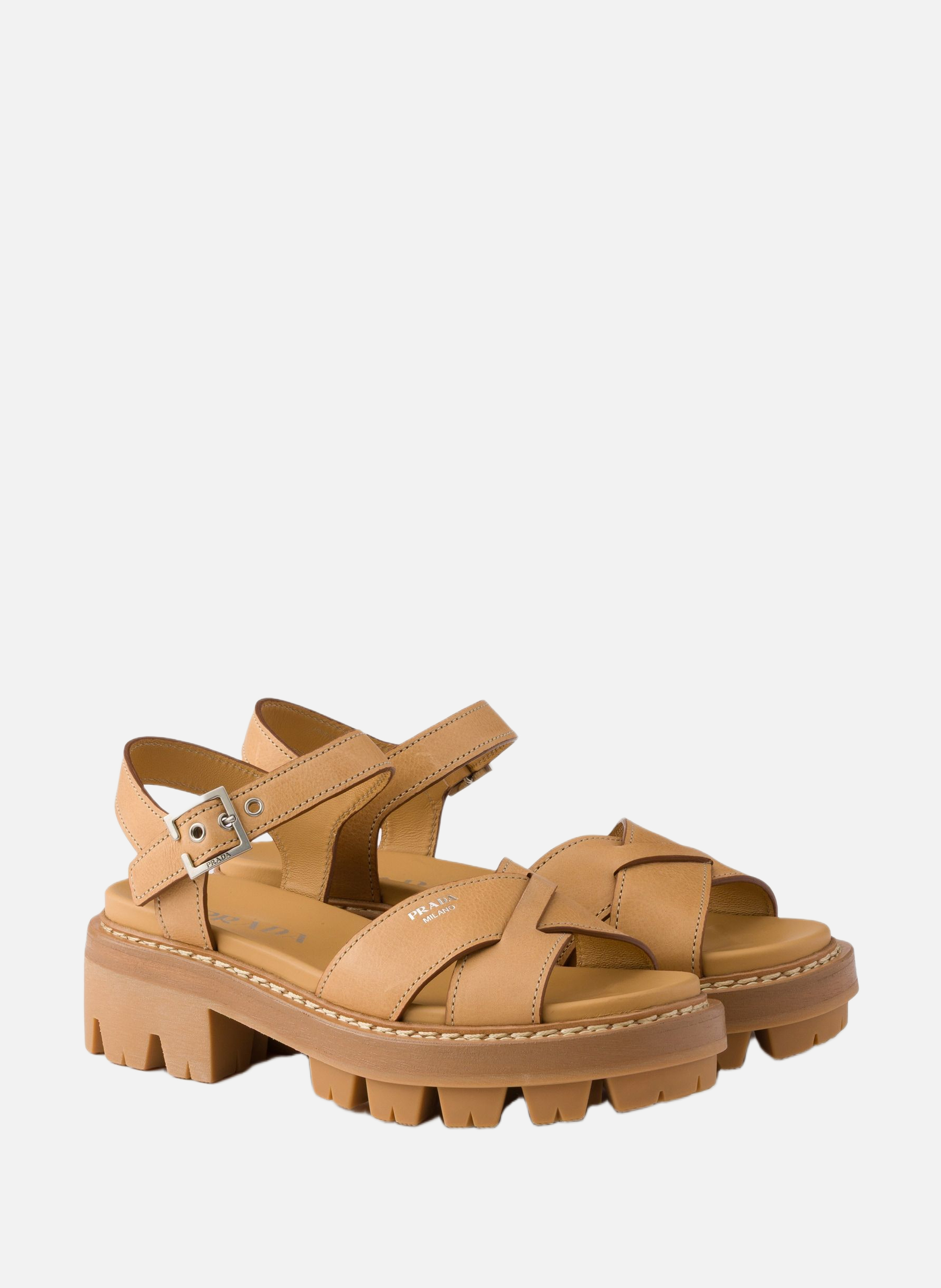 Sandales en cuir PRADA Beige