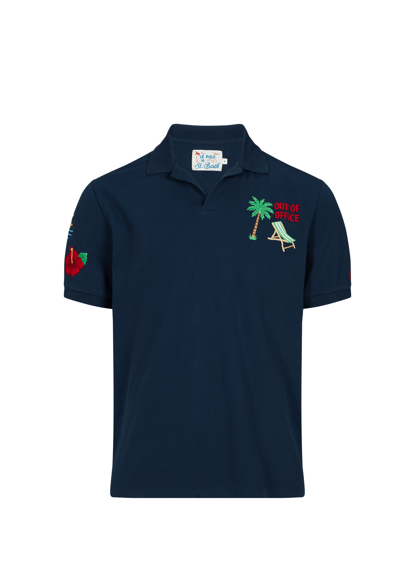 Polo with multiple embroidery in blended cotton MC2 SAINT BARTH Blue