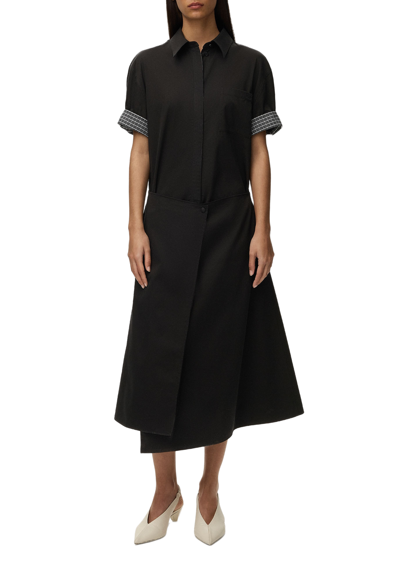Cotton and silk wrap dress LOEWE Black