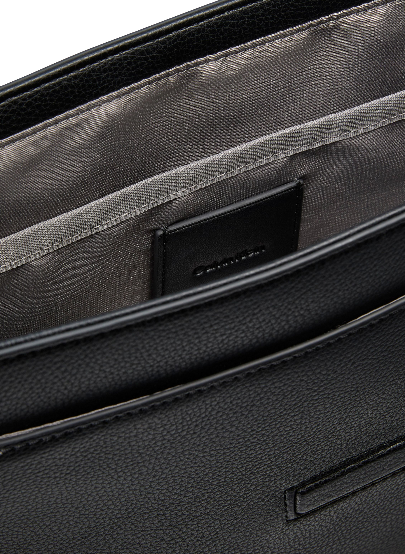 Textured shoulder bag with silver logo CALVIN KLEIN Black