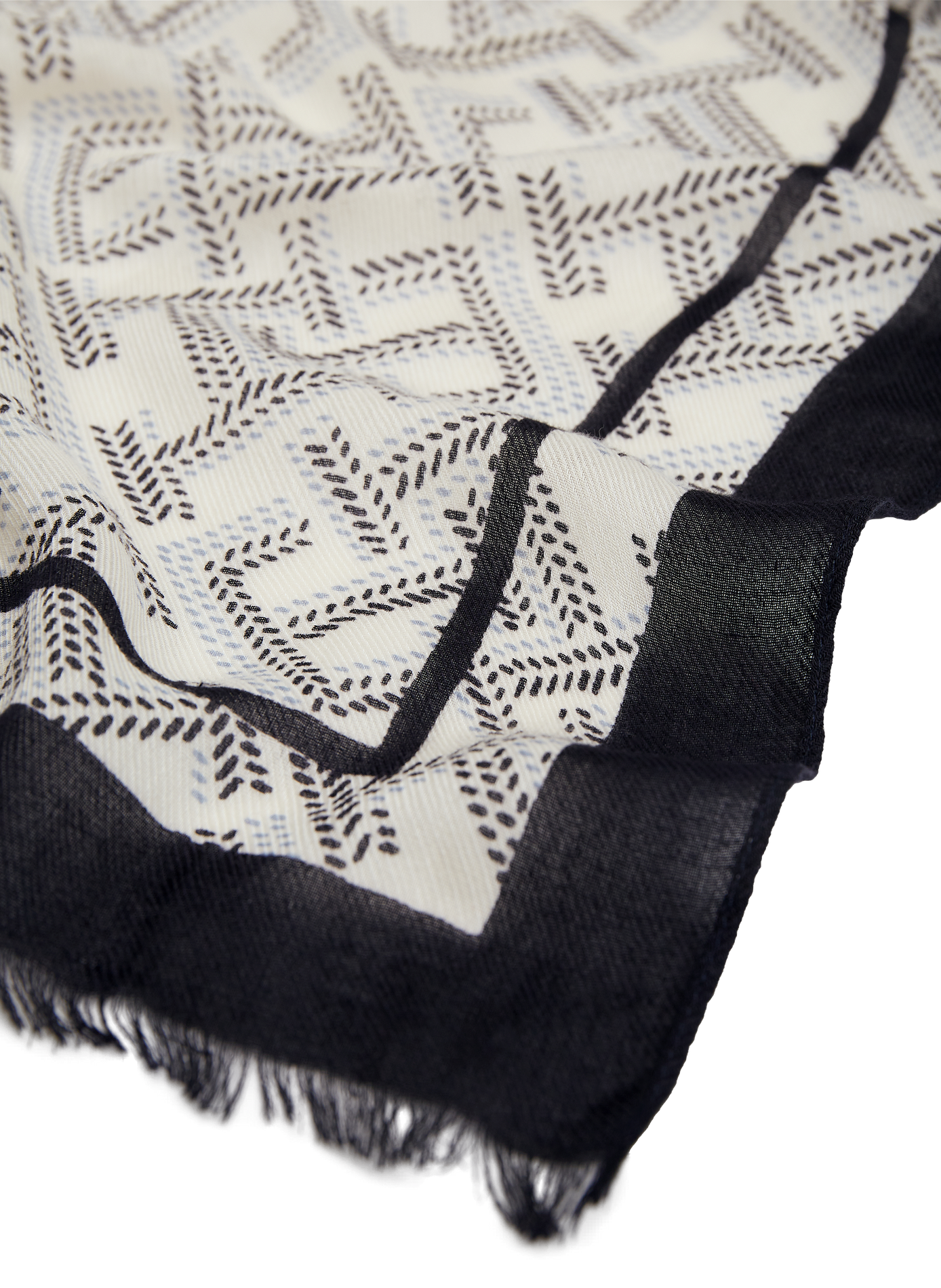 Printed scarf with frayed edges in a cotton blend TOMMY HILFIGER Blue