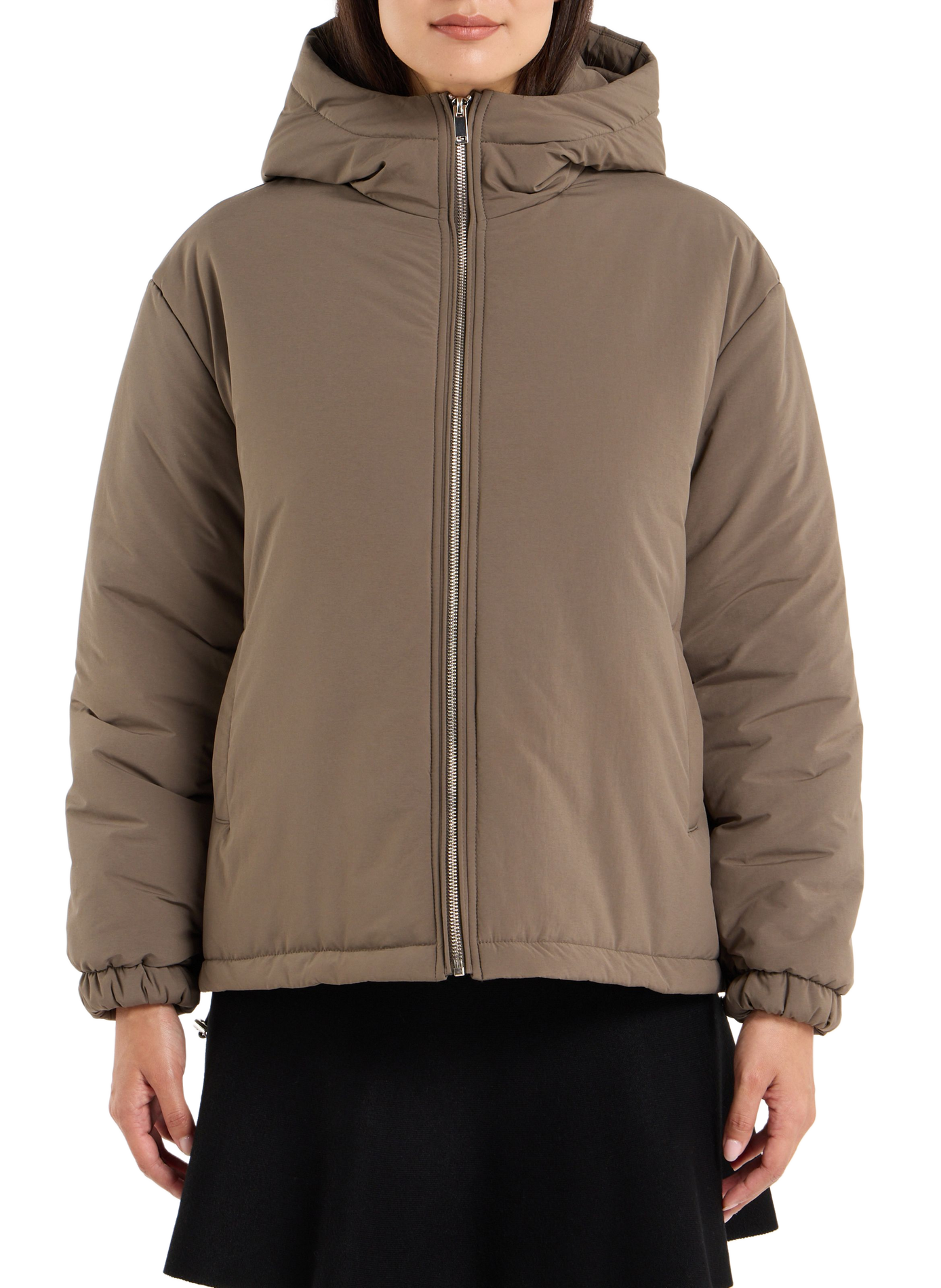 Long-sleeved hooded puffer jacket SAISON 1865 Khaki