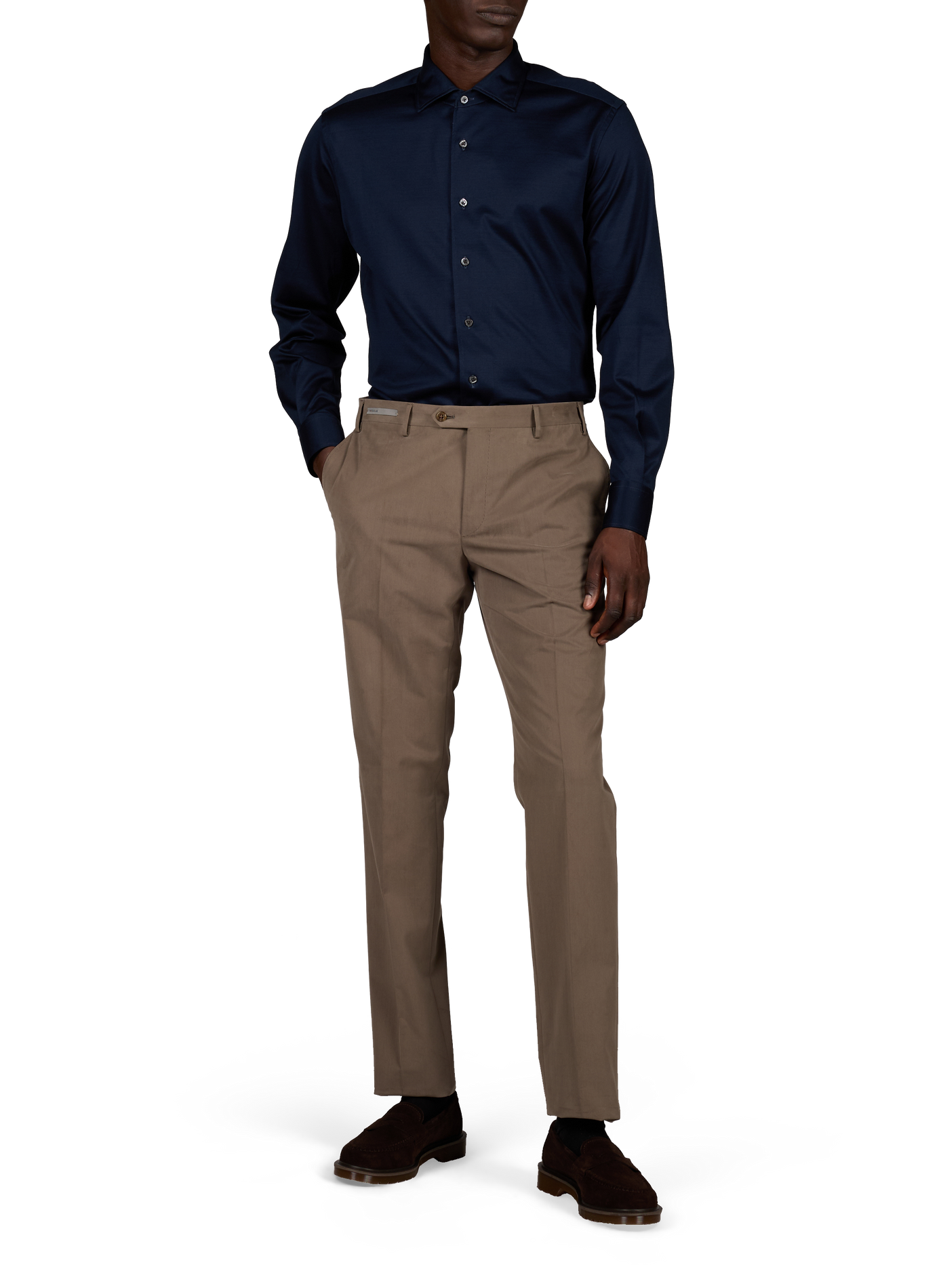 Pantalon droit en coton et cachemire CORNELIANI Vert
