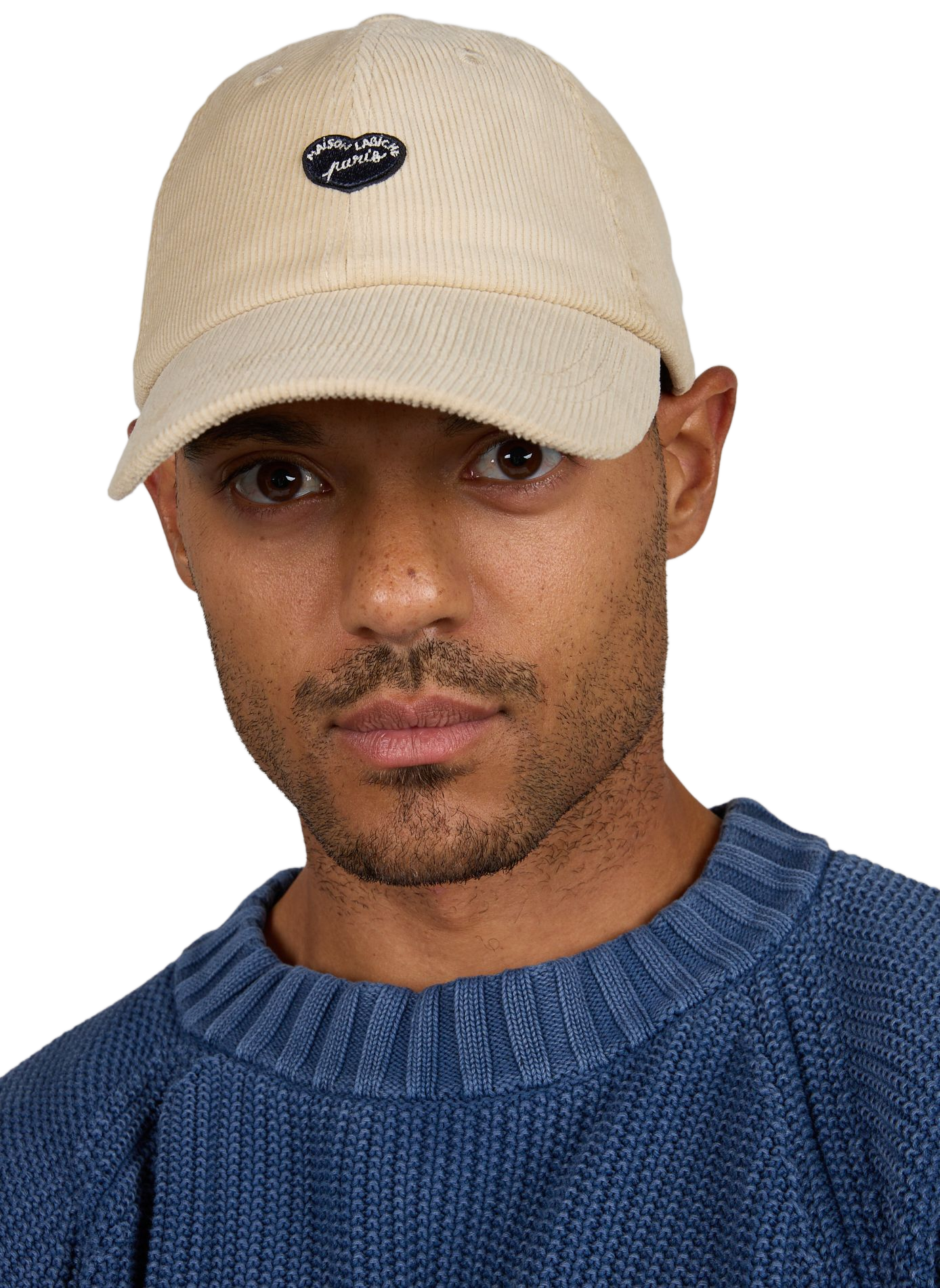 Ribbed Beaumont Heart Patch Cotton Cap MAISON LABICHE Beige