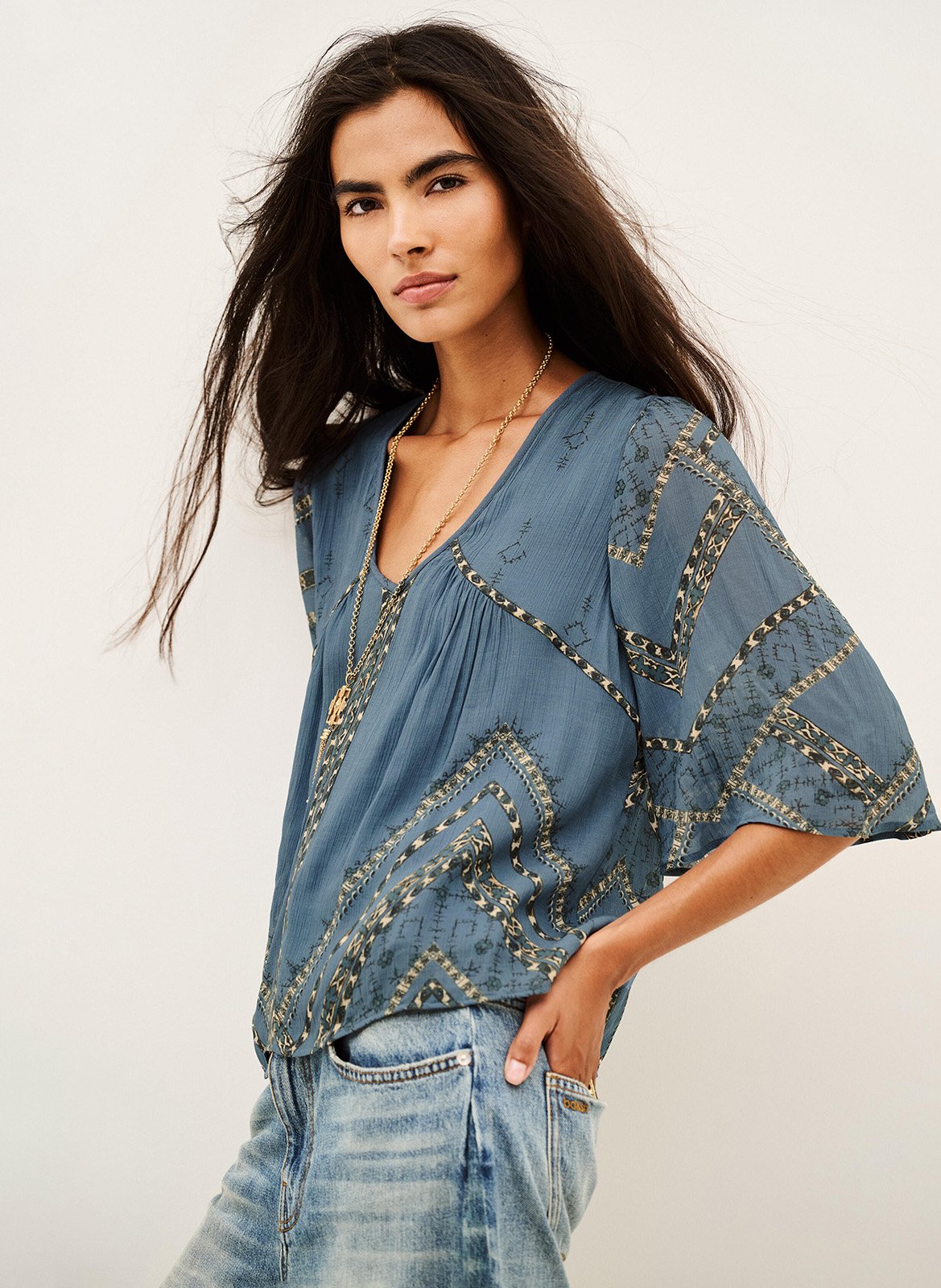 Blouse droite manches longues placido BA&SH Bleu