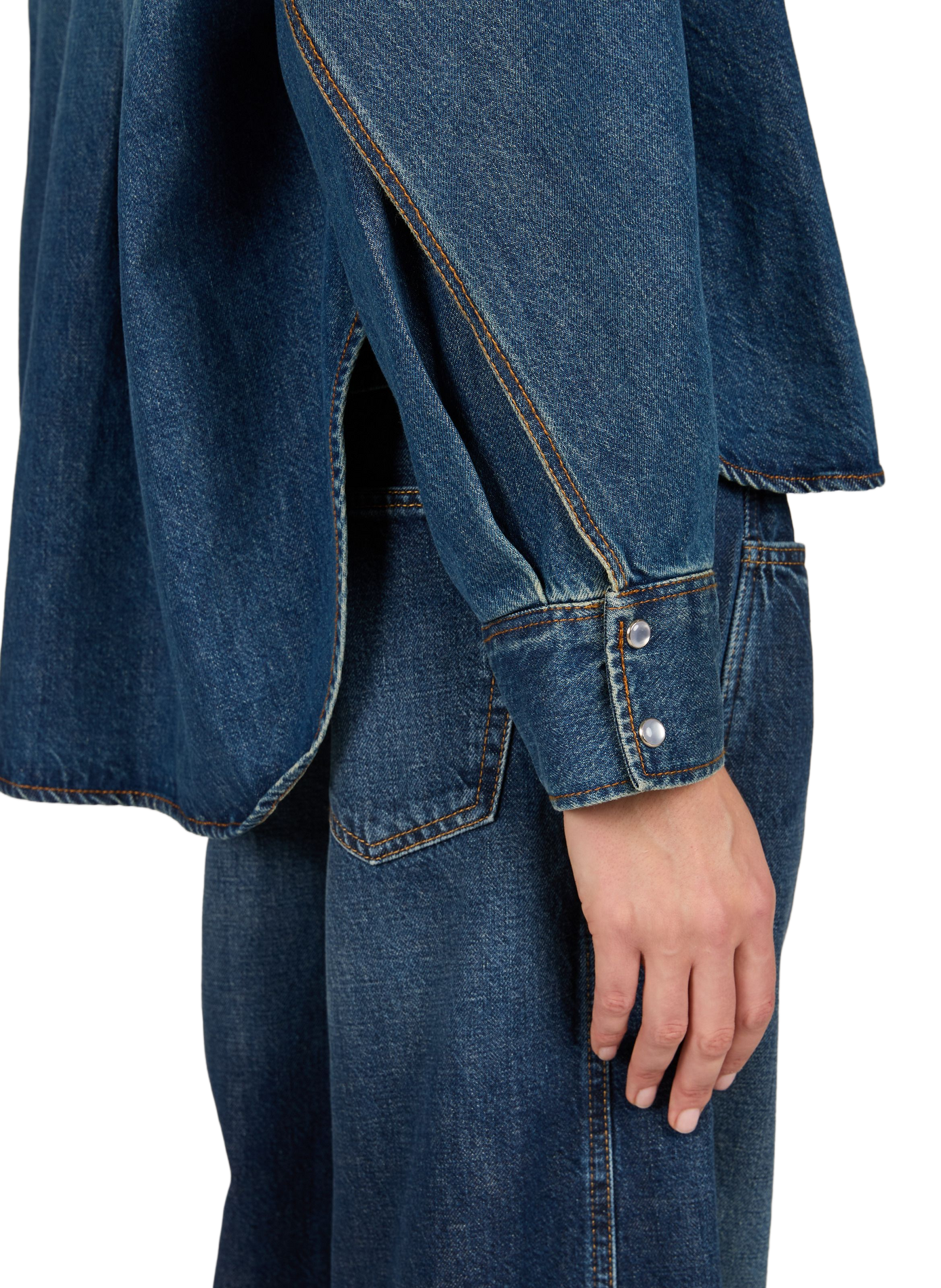 Loose-fit denim shirt with classic collar in cotton CLOSED Blue