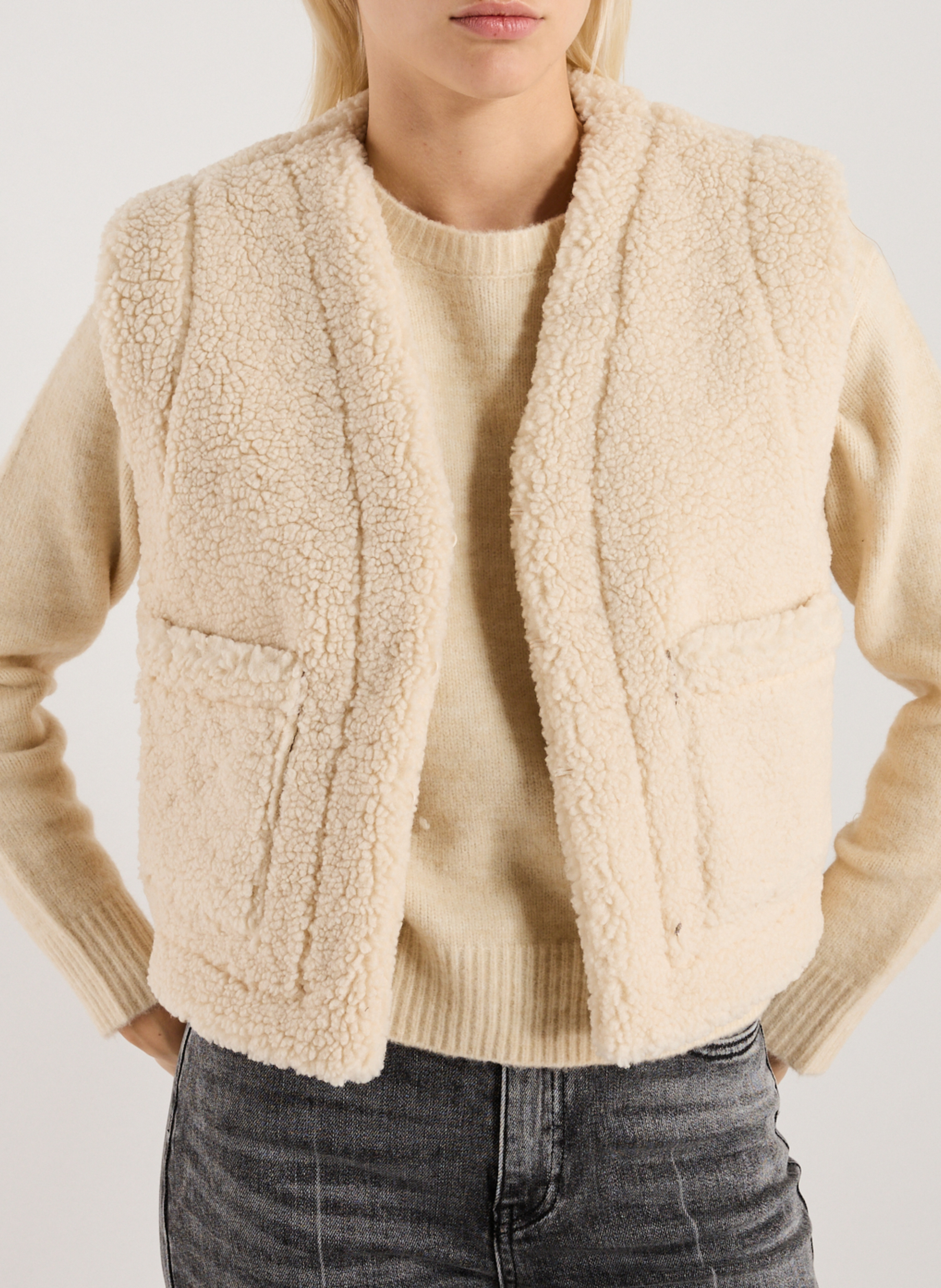Veste droite réversible sherpa et velours SUNCOO Marron