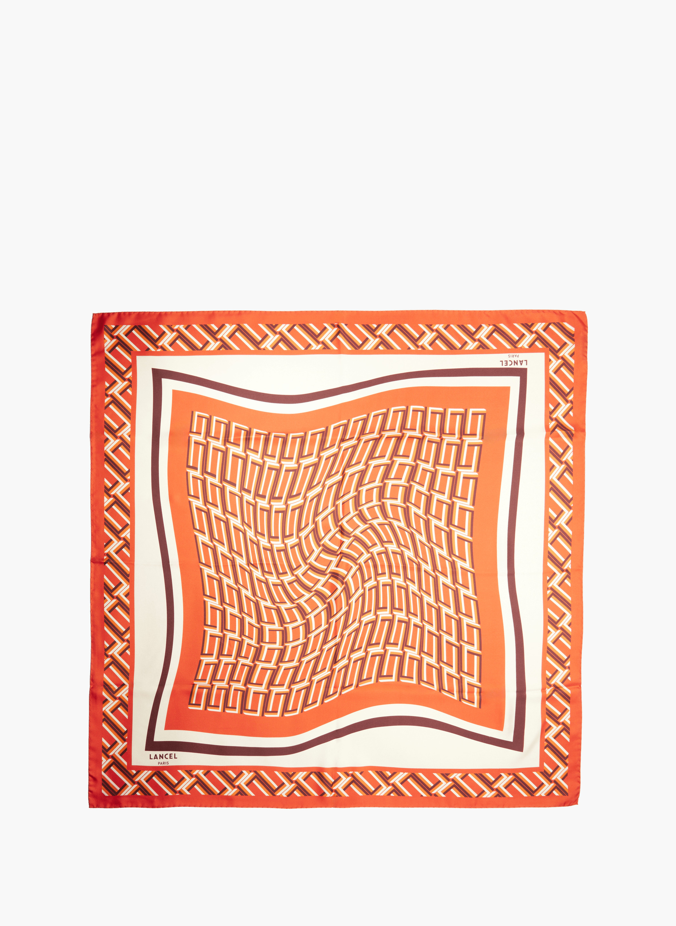 Zijden sjaal 90 cm met zijden monogram LANCEL Oranje