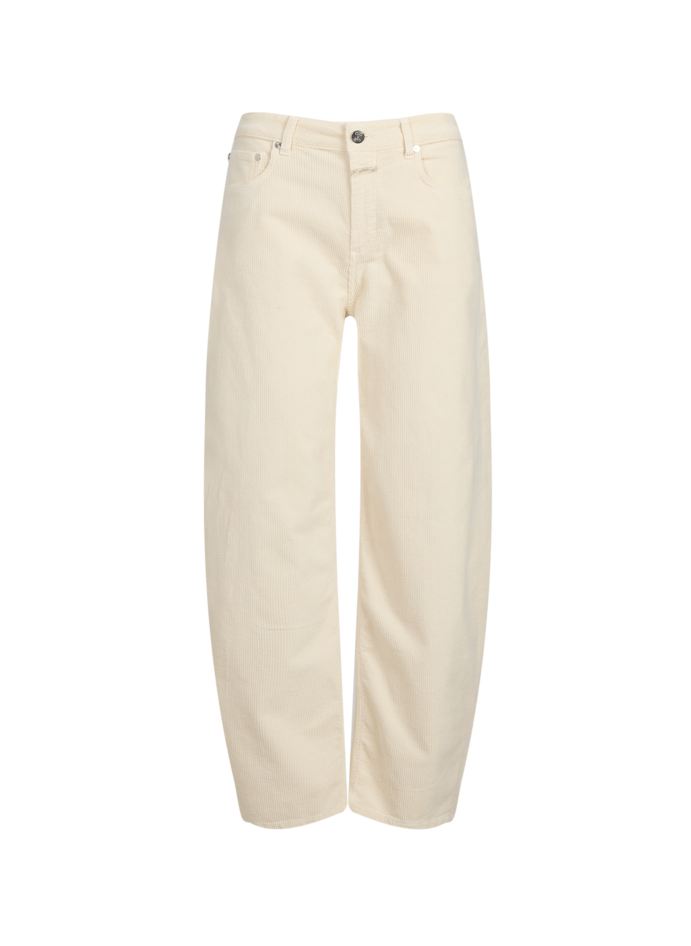Ribbed cotton-blend barrel-leg trousers CLOSED Beige