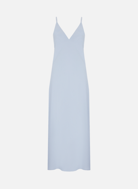 فستان متوسط ​​الطول من الساتان من البوليستر المُعاد تدويره باللون الأزرق من CALVIN KLEIN 